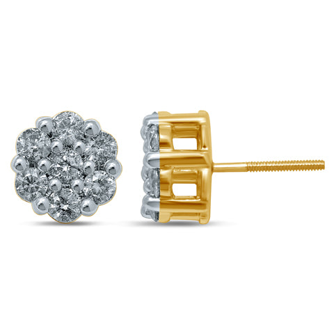 10K Yellow 1.48-1.54Ct D- Flower Earrings