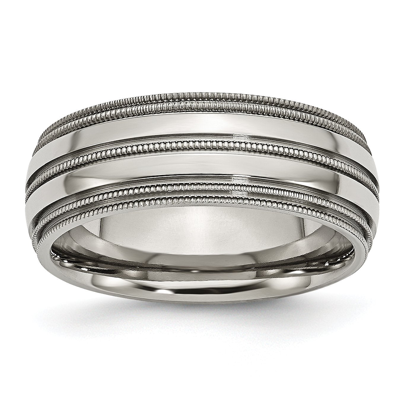 Titanium Grooved and Beaded Edge 8mm Polished Band TB136