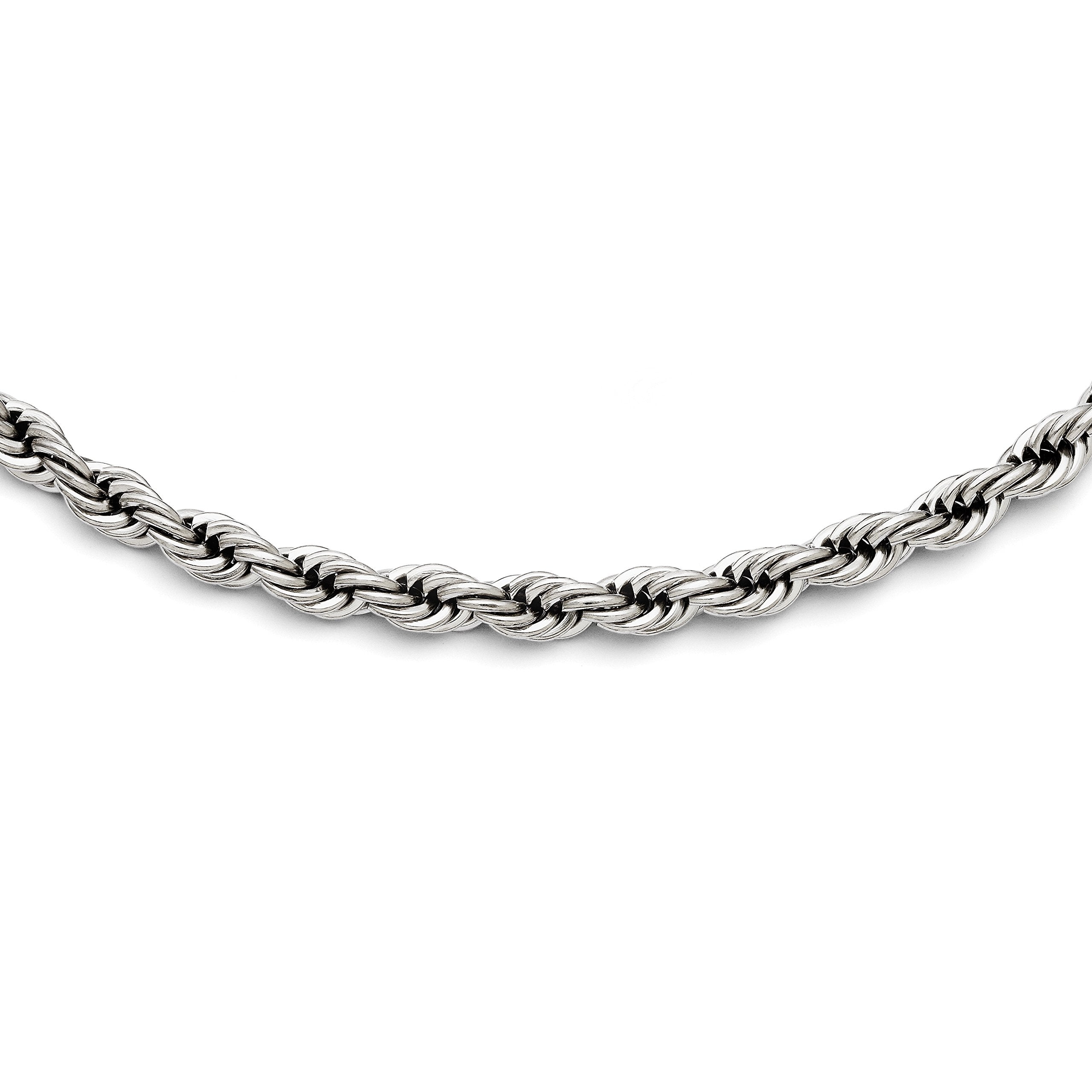 Stainless Steel Polished 7mm Rope Necklace SRN1244