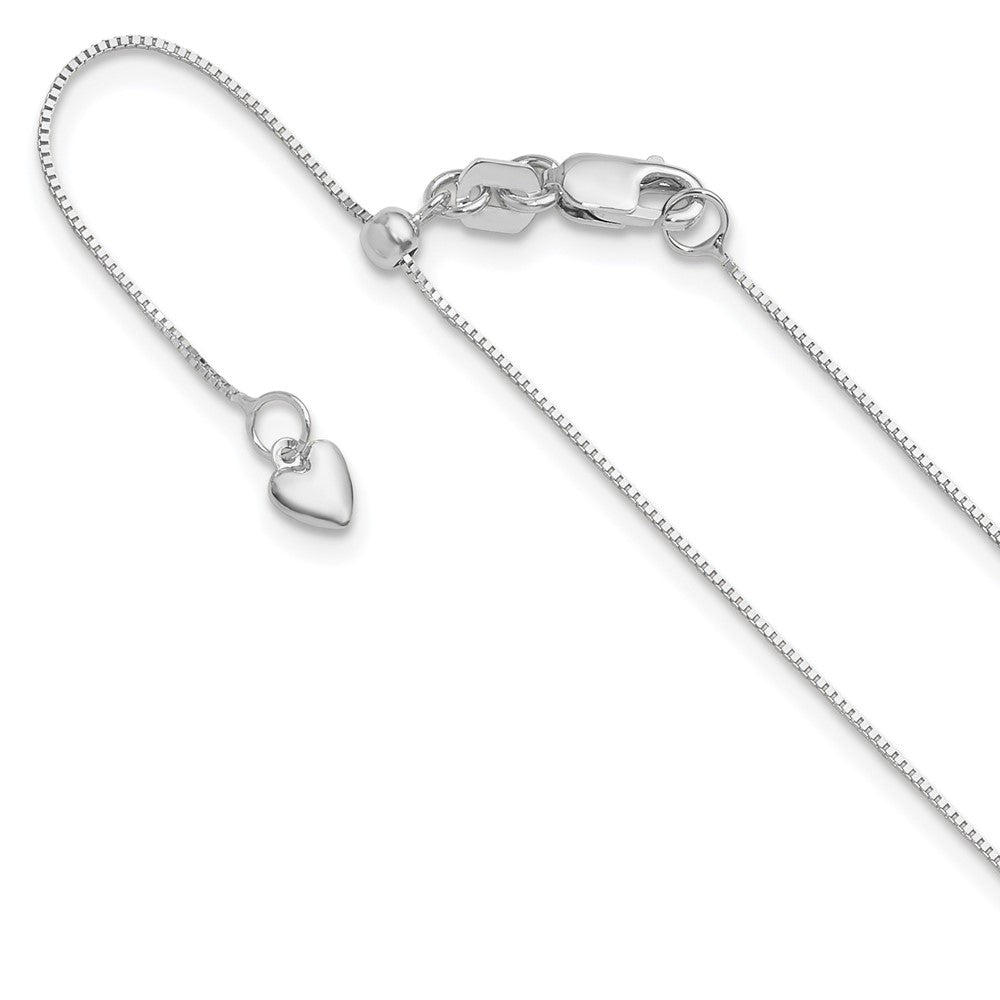 10K White Gold Adjustable .55mm Baby Box Chain