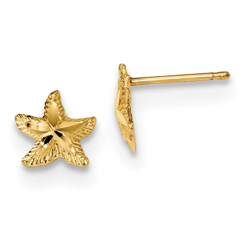 14k Polished Diamond-cut Starfish Post Earrings TC993