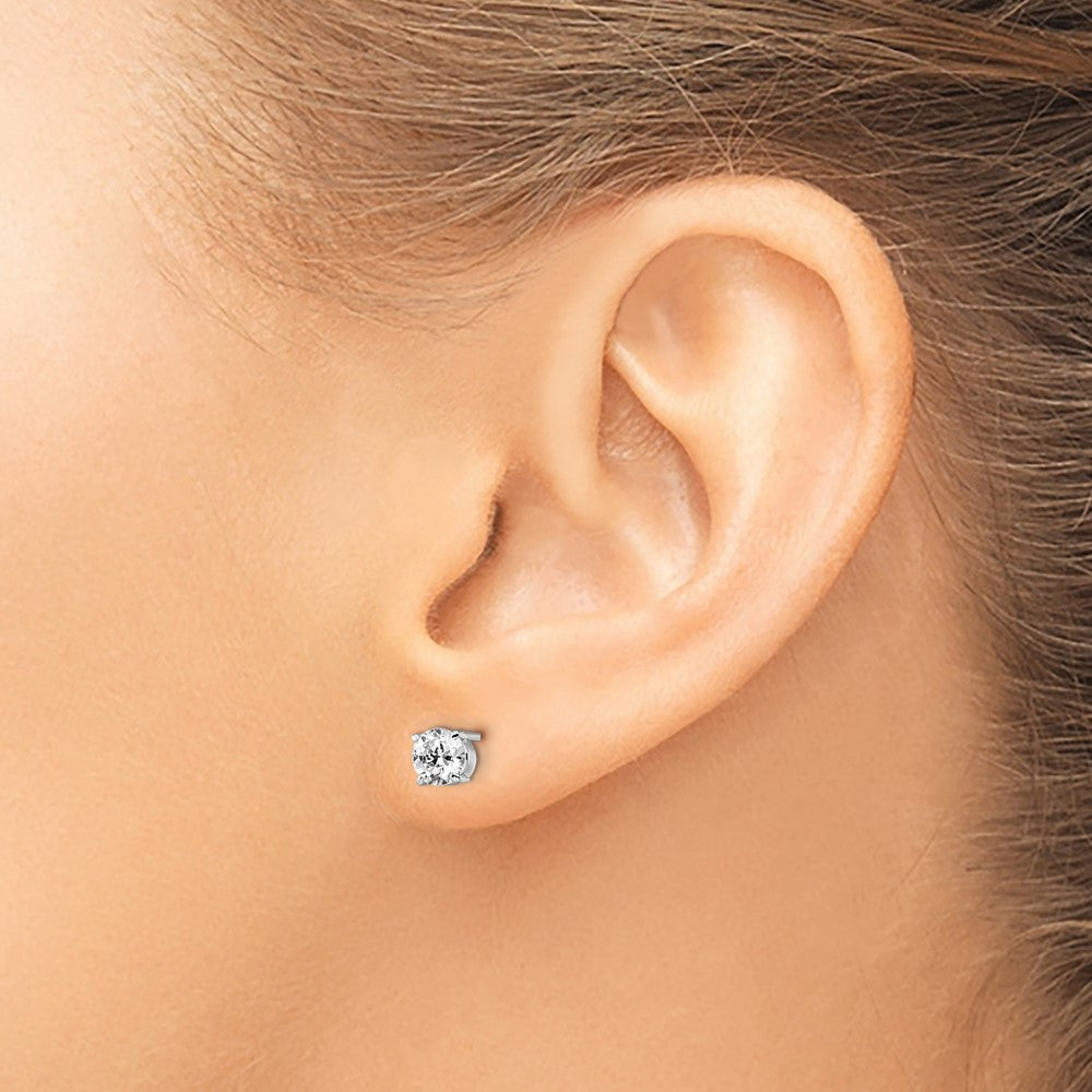 14k White Gold CZ Stud 5.0mm Earrings