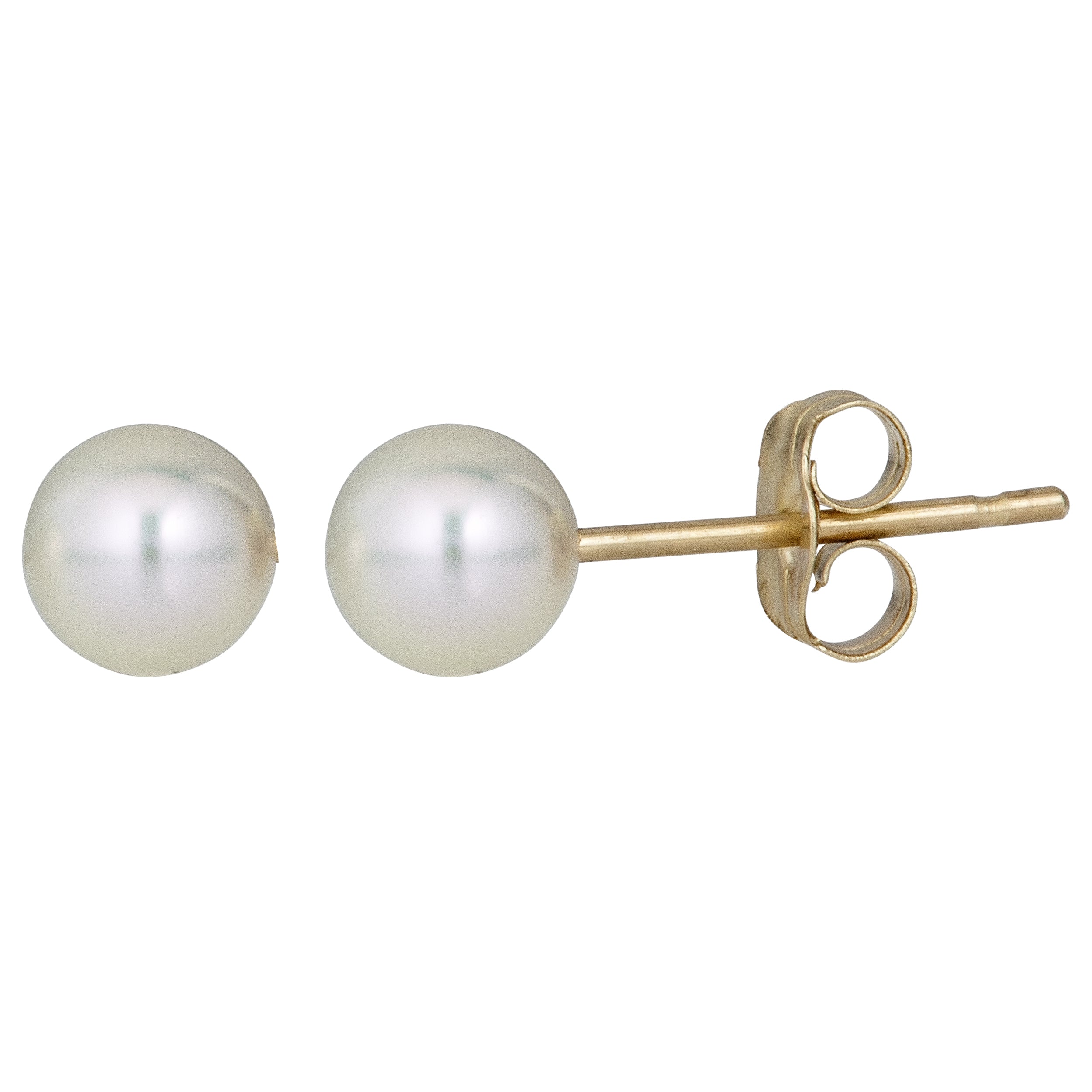 14K Yellow Gold  8MM Pearl Stud Earring