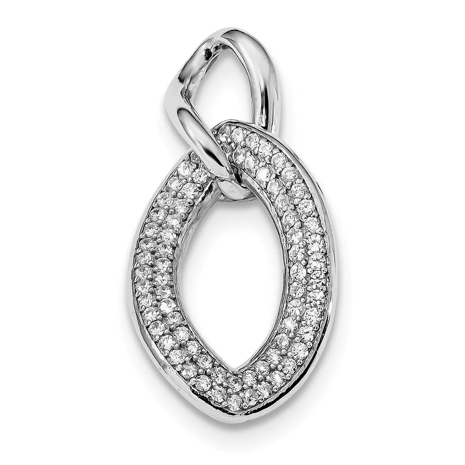 Sterling Silver Rhodium-plated Polished with CZ Pendant QP4964