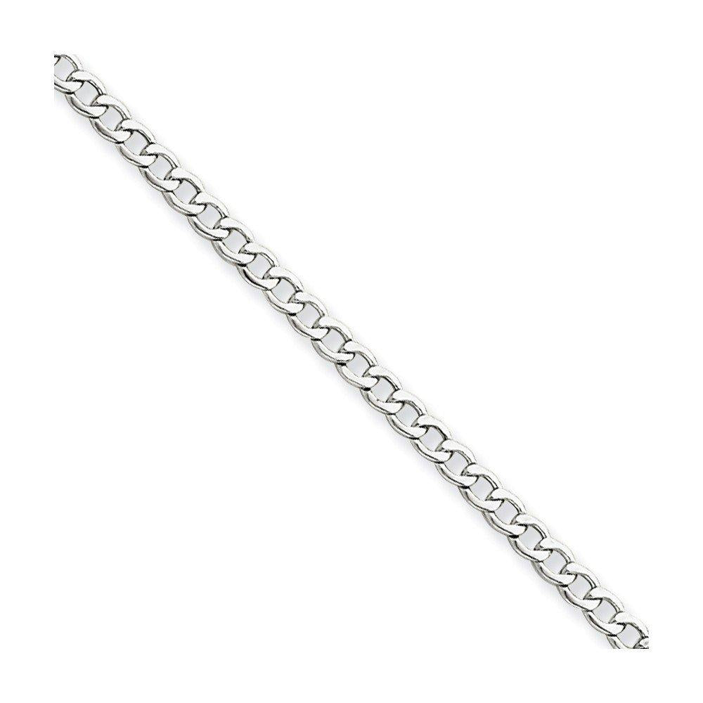 14K White Gold 7 inch 2.5mm Semi-Solid Curb with Lobster Clasp Bracelet