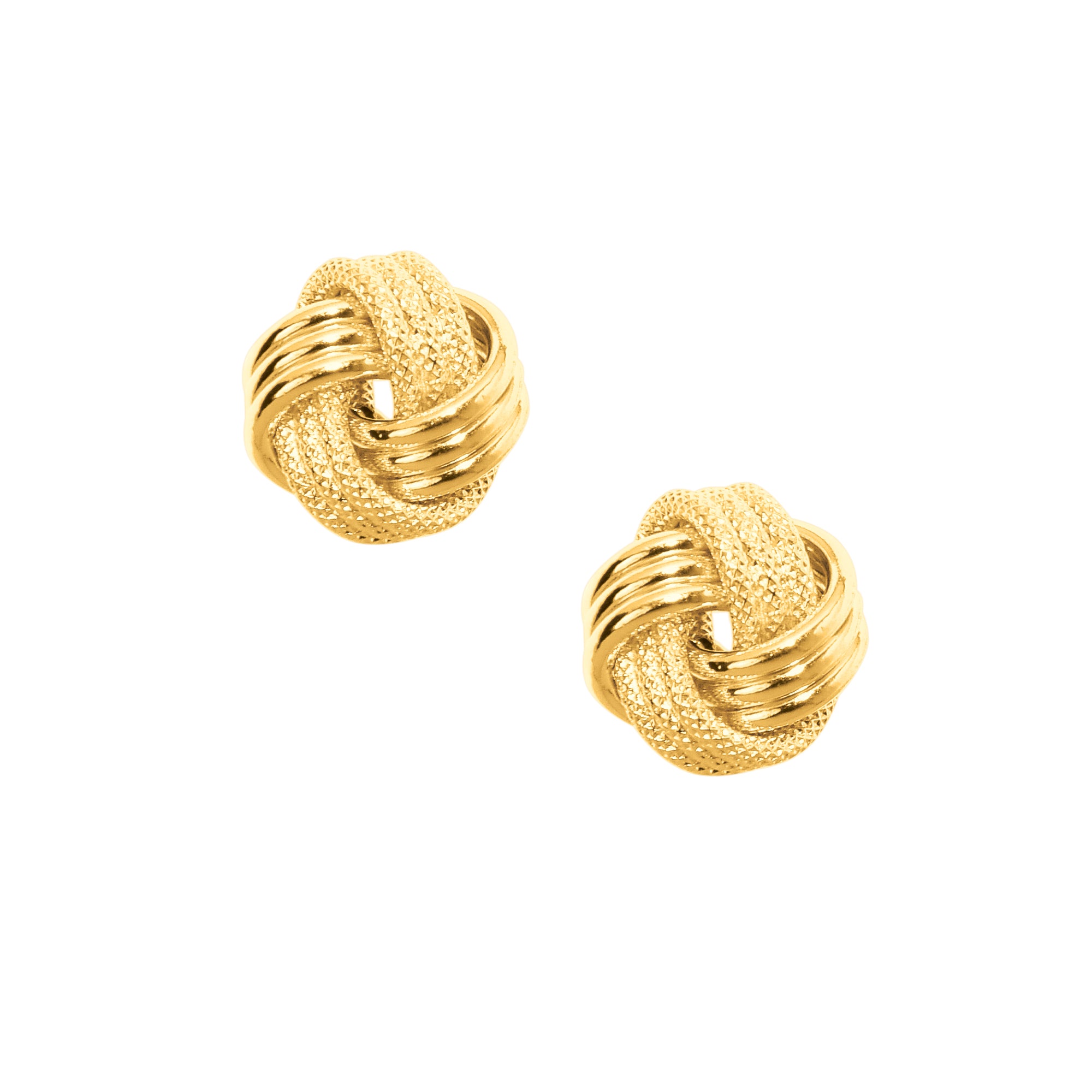 10K Yellow Gold Textured Love Knot Stud Earring