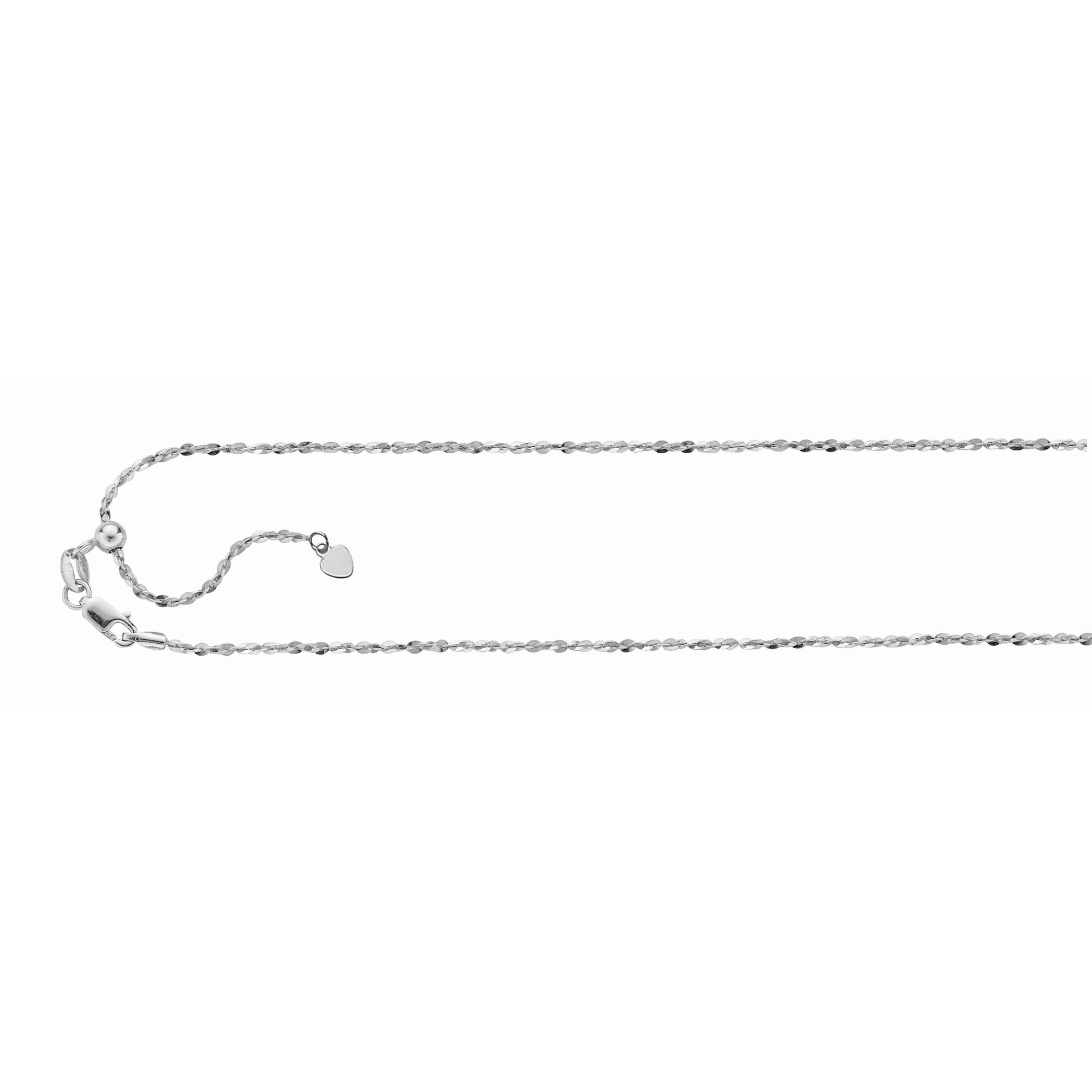 Sterling Silver 1mm Adjustable Piatto 22" Chain with Lobster Clasp