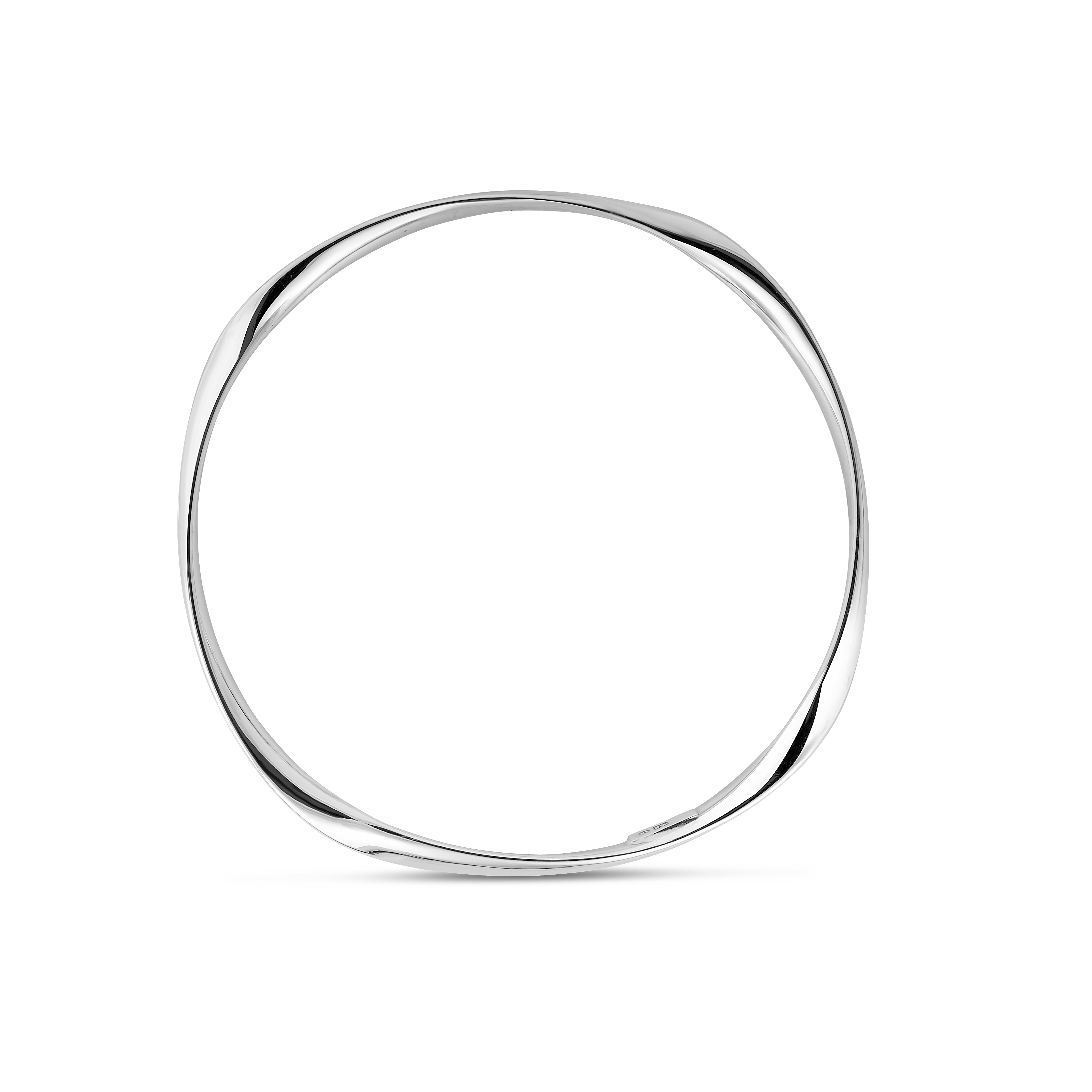 Silver Polished Slip on Fancy Bangle, with Rhodium Plating.