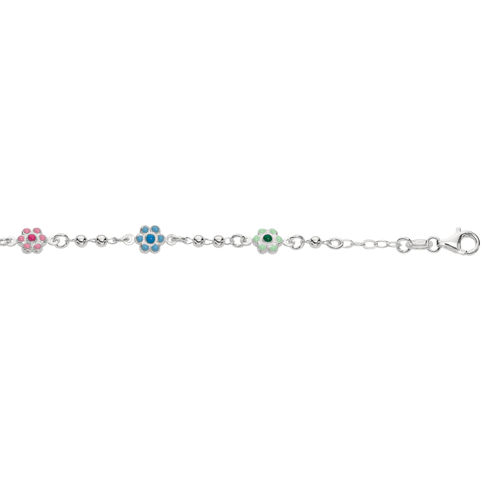 Sterling Silver 6" Flower Station Bracelet