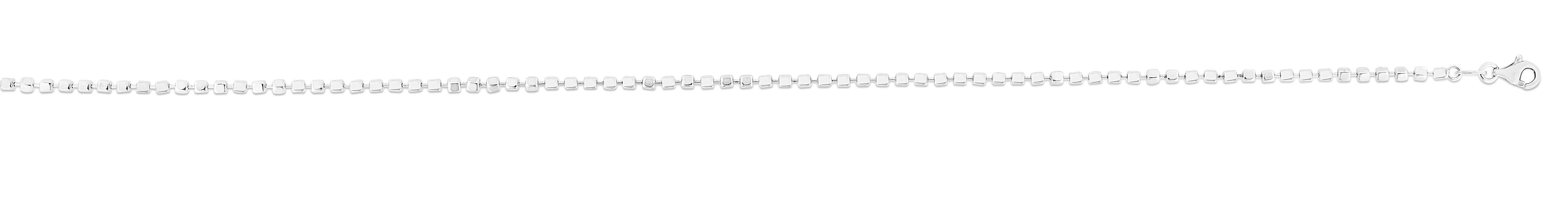 Sterling Silver 2mm Polished Cube 20" Chain Necklace  with Lobster Clasp