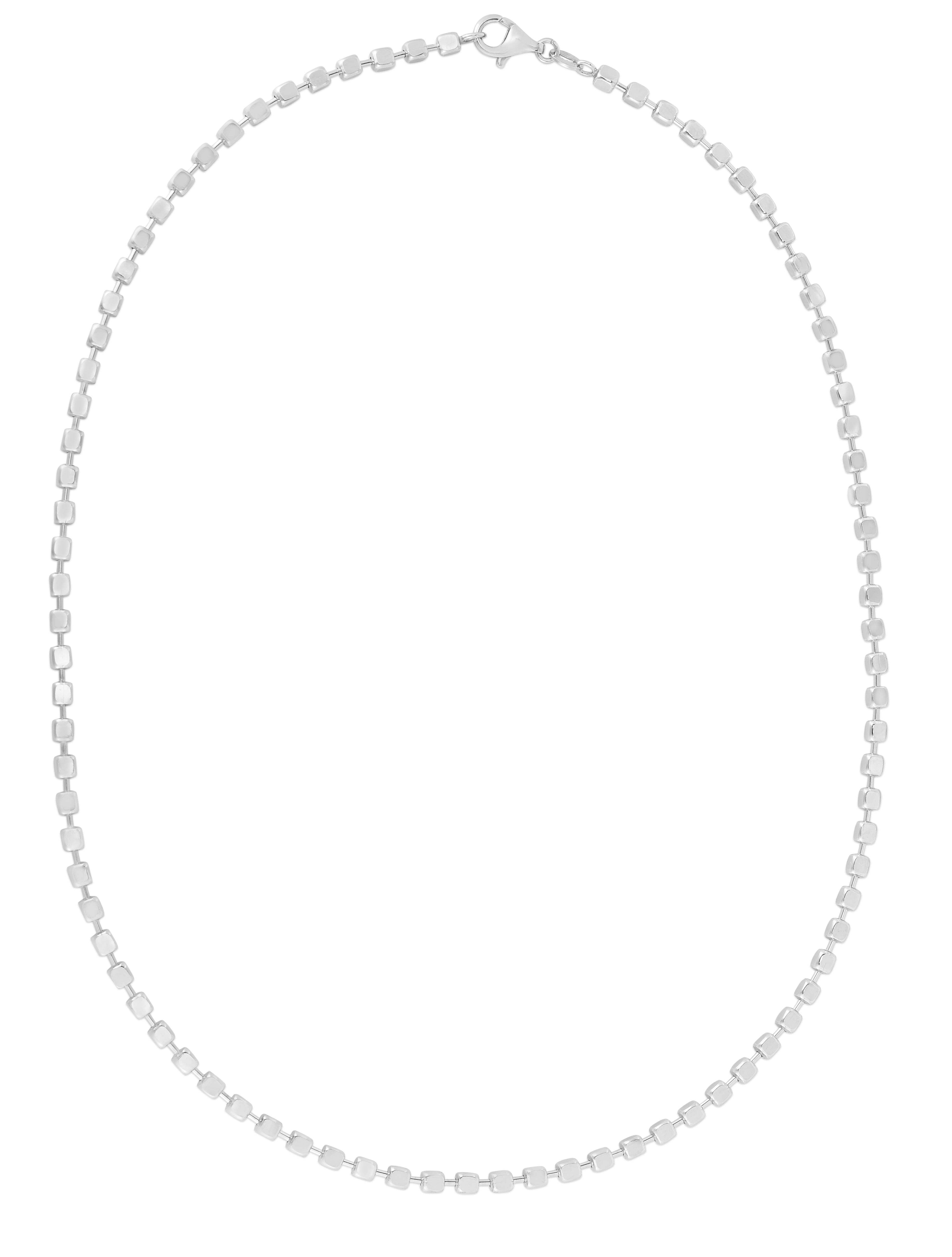 Silver 18" 2.7mm Cube Liink "Cubo" Classic Necklace with Lobster Clasp.