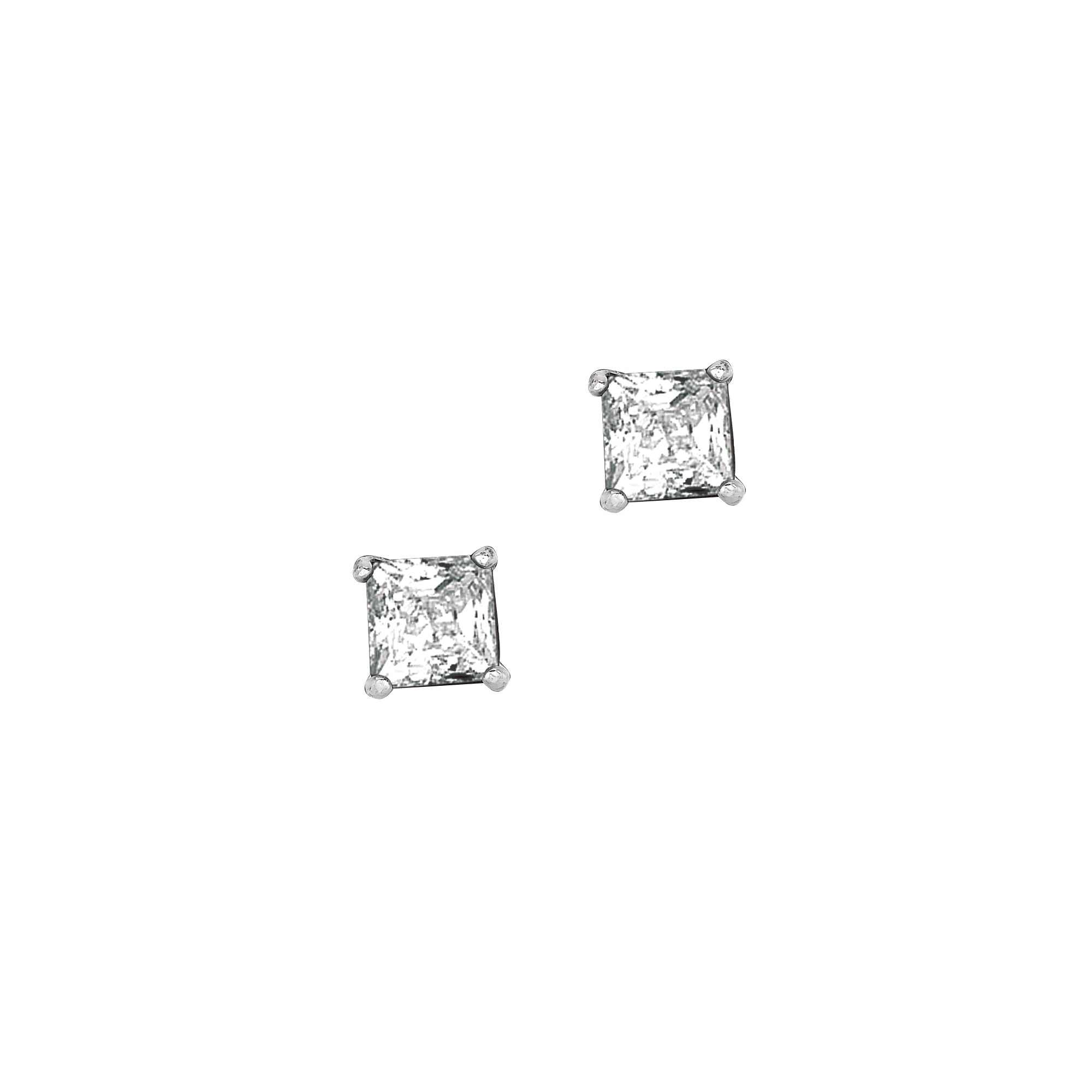 Sterling Silver 5MM Princess CZ Stud Earring