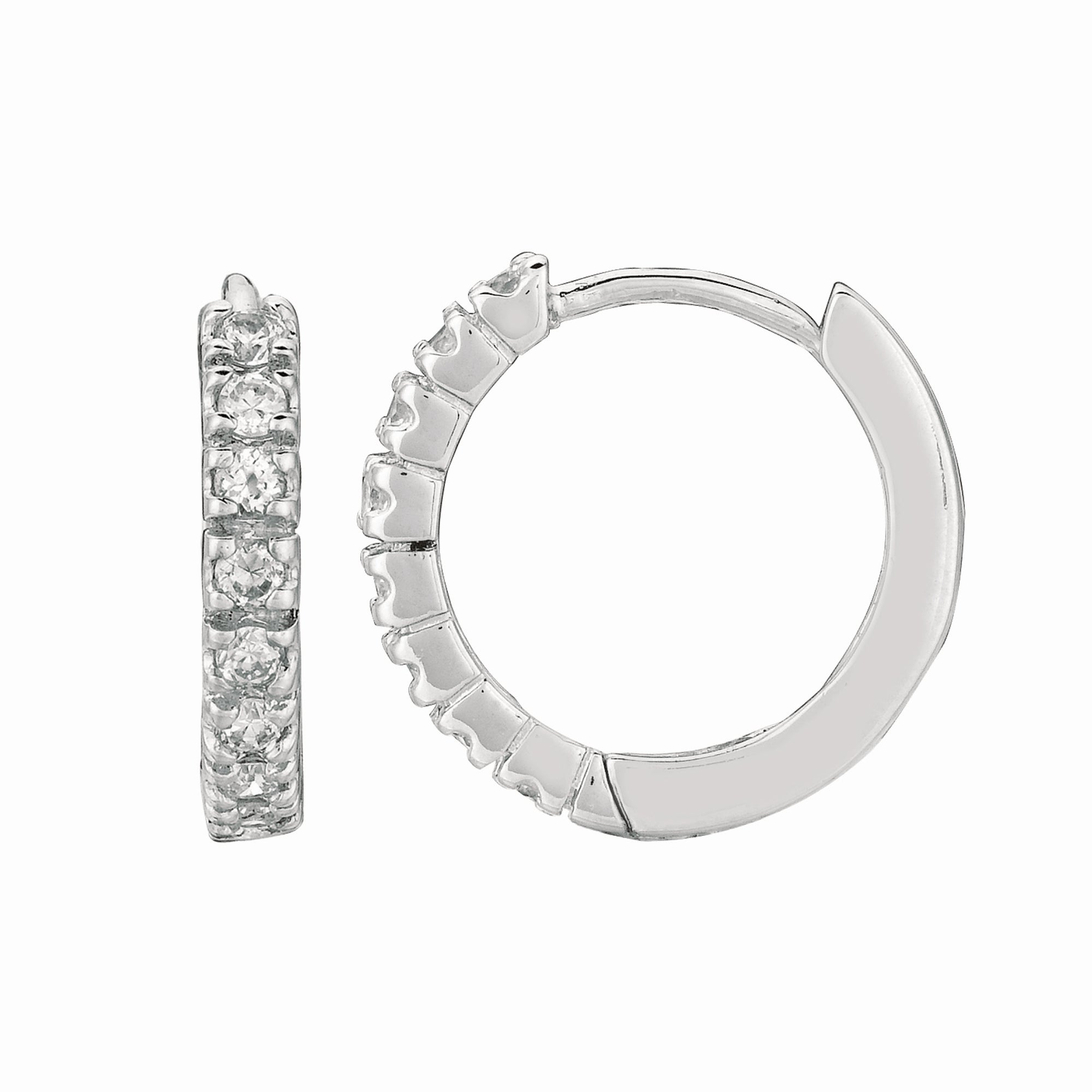 Sterling Silver 3x15mm CZ Hoop Earrings