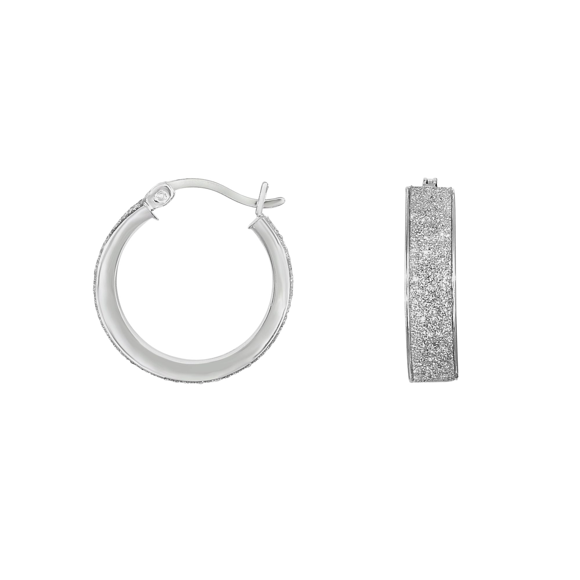 Sterling Silver Small Glitter Hoop Earring