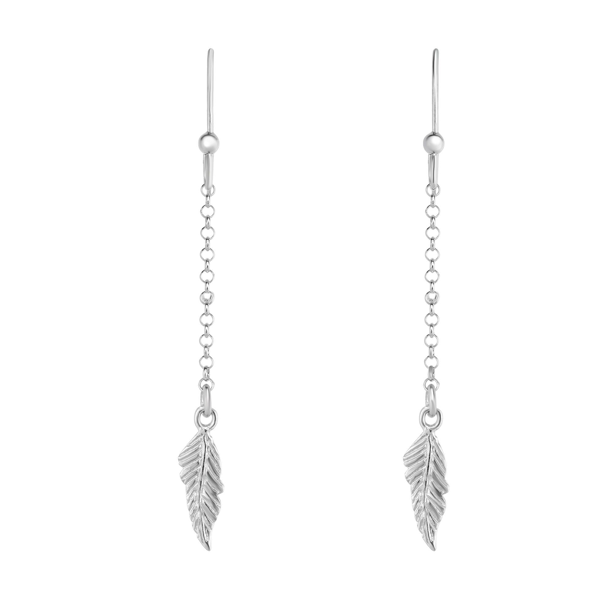 Sterling Silver Chain & Leaf Drop Dangle Earring