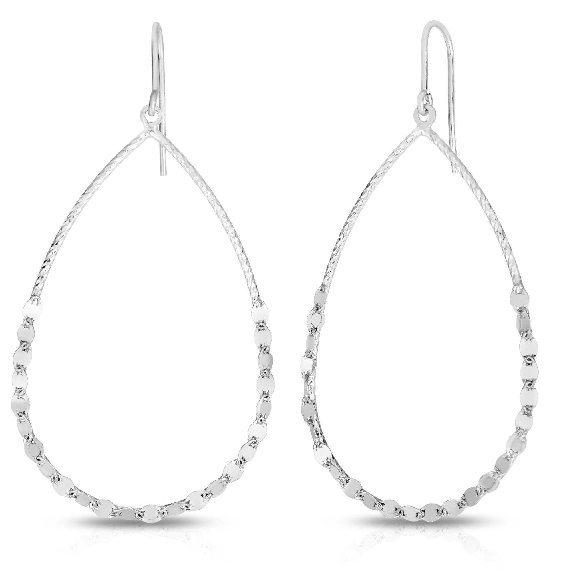 Sterling Silver Pear Drop Mirror Chain Dangle Earring