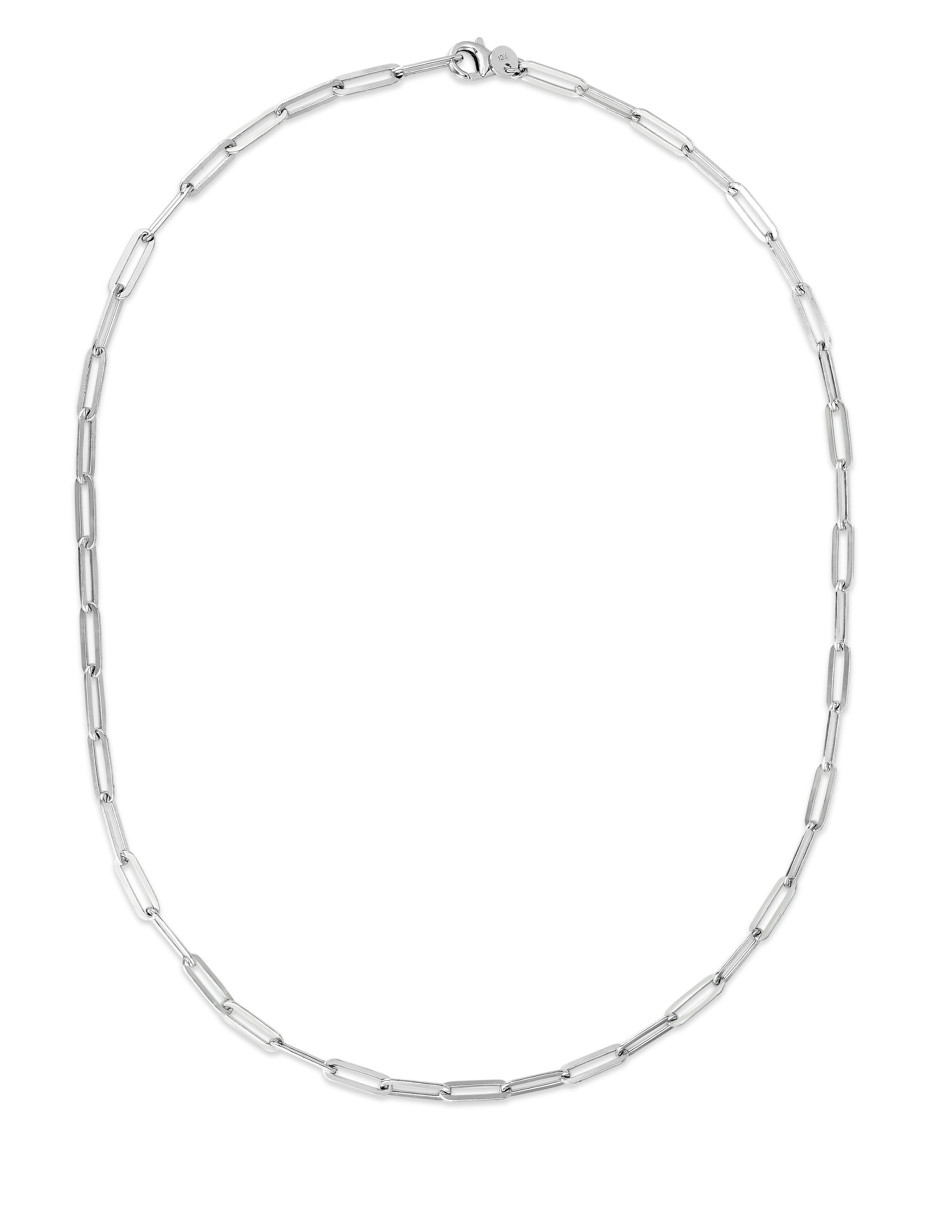 Silver 4MM Flat Paperclip Link Chain 38" Necklace with Lobster Clasp. 