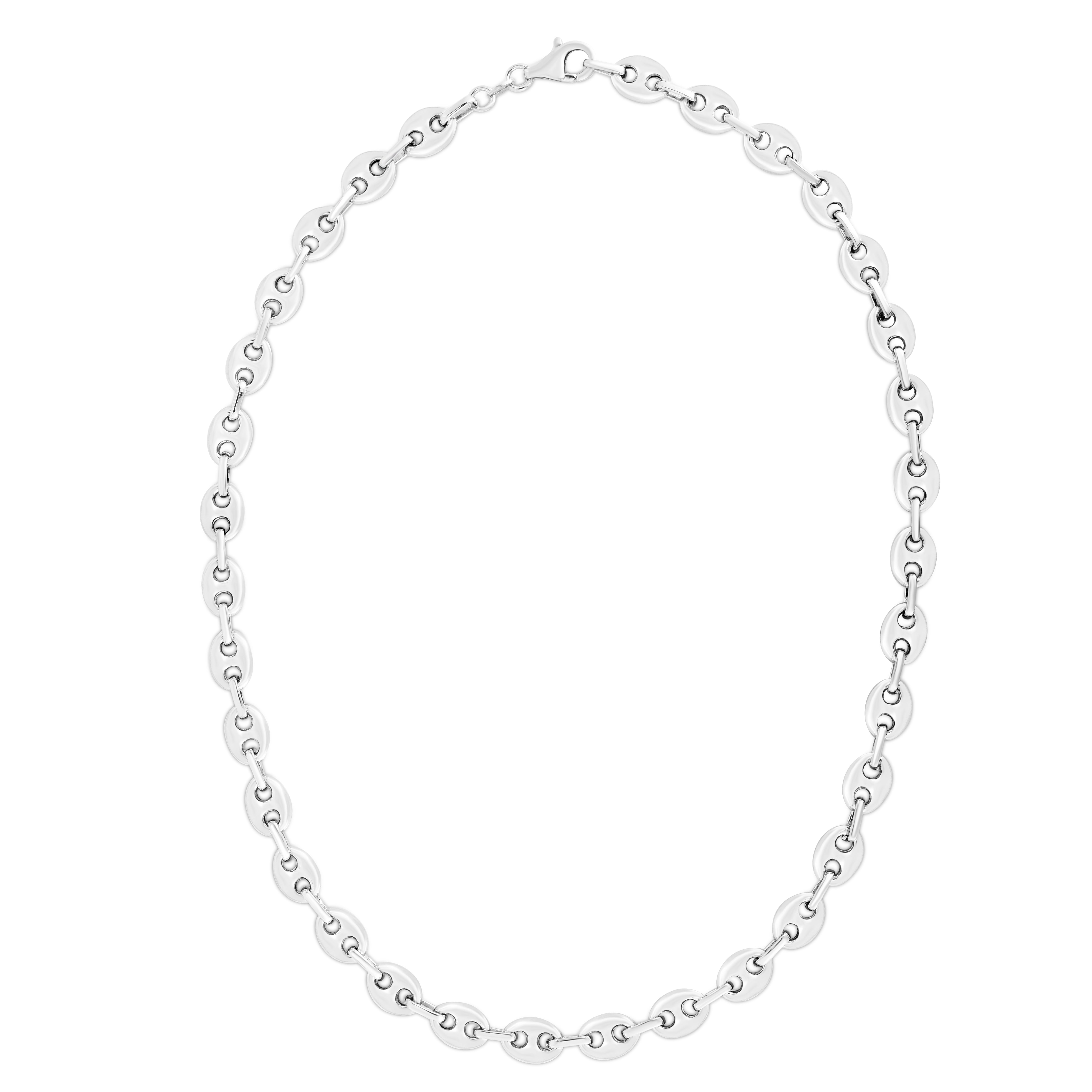 Sterling Silver 7.8mm Polished Lite Puffed Mariner 24" Chain Necklace with Lobster Clasp