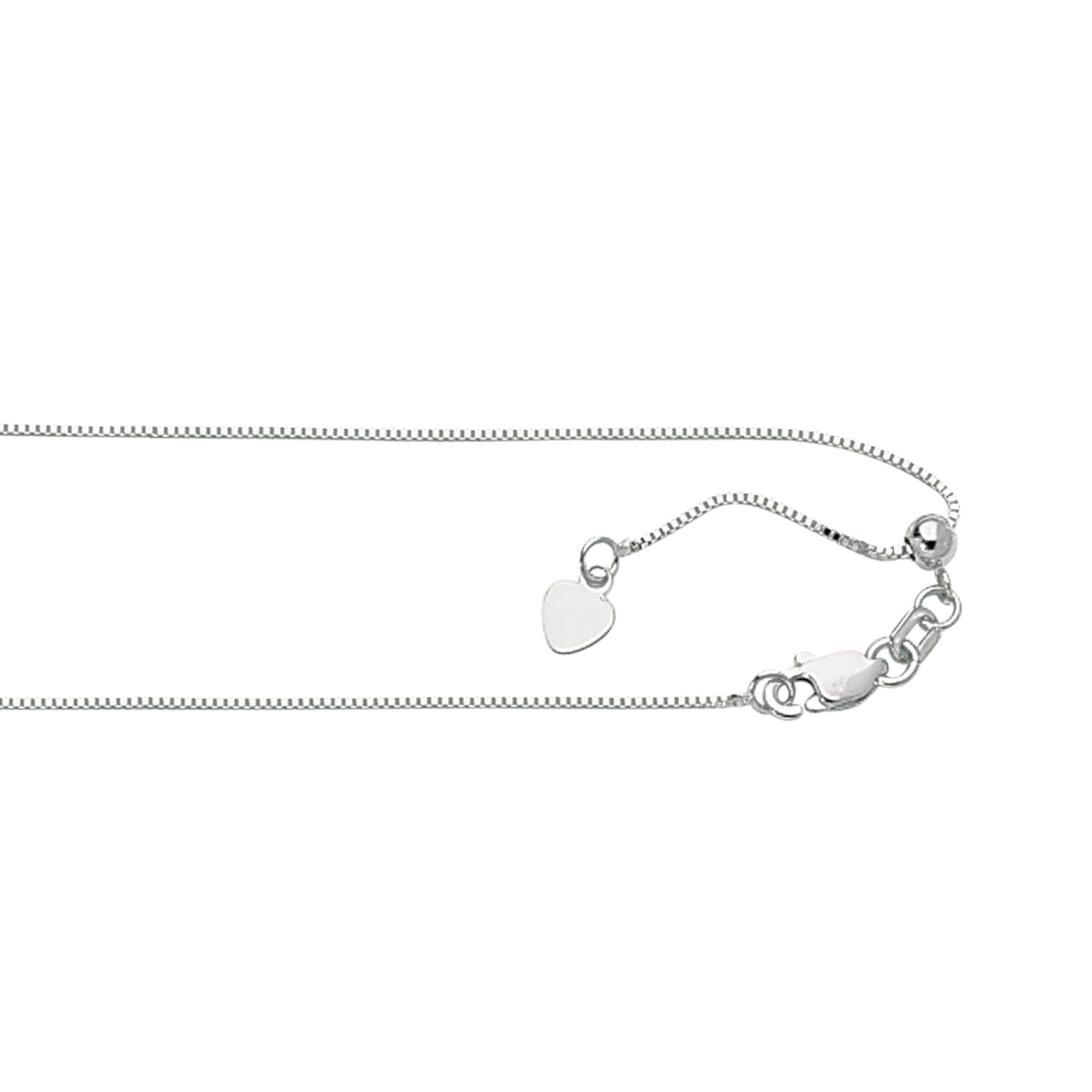 Silver 0.68mm Adjustable Box 22" Chain with Lobster Lock