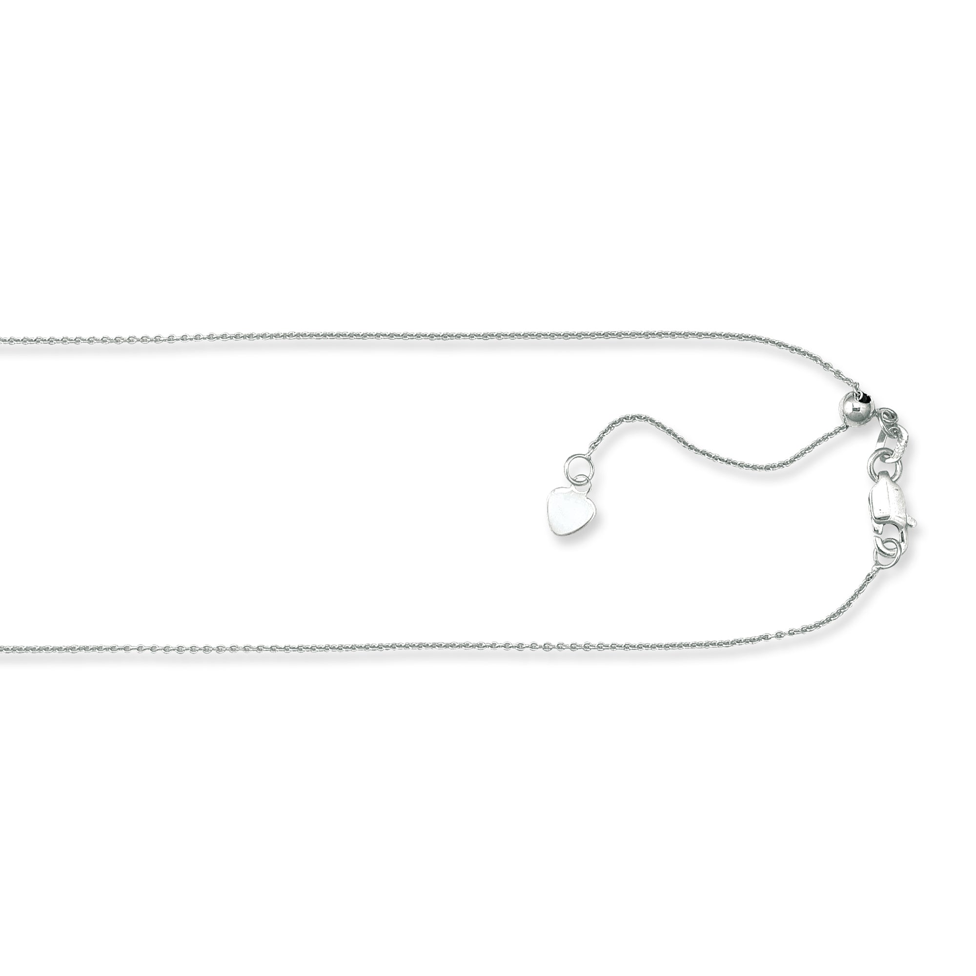 Silver 1.1mm Adjustable Cable 22" Chain with Lobster Lock