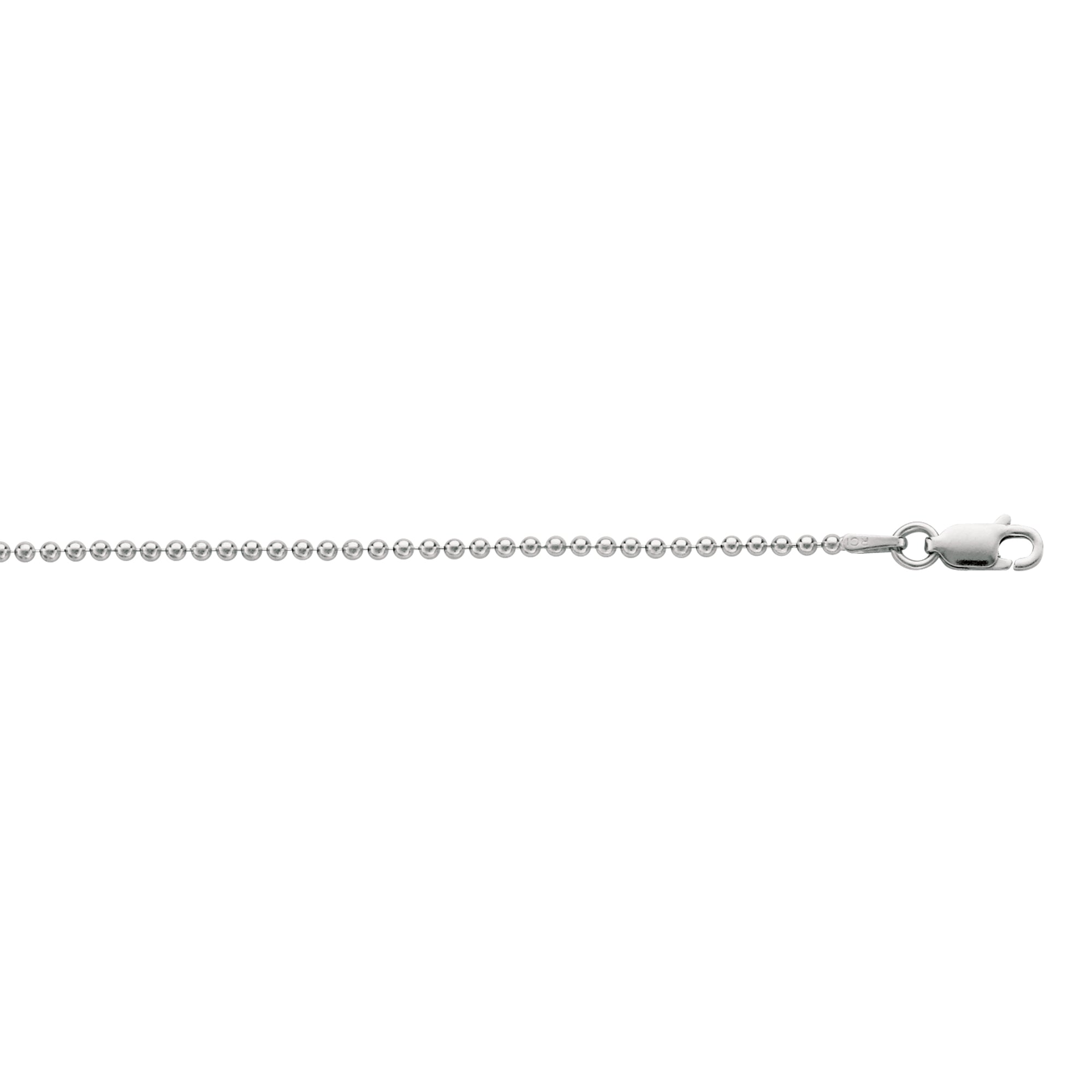 Sterling Silver 1.8mm Bead 24" Chain with Lobster Clasp