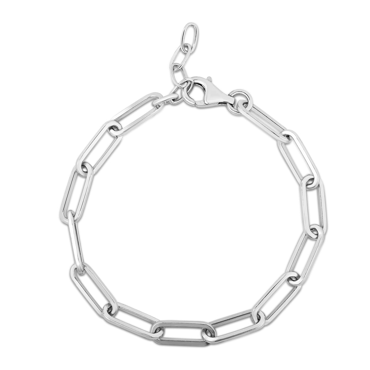 Sterling Silver Squared Paperclip Link 8" Bracelet with Lobster Clasp