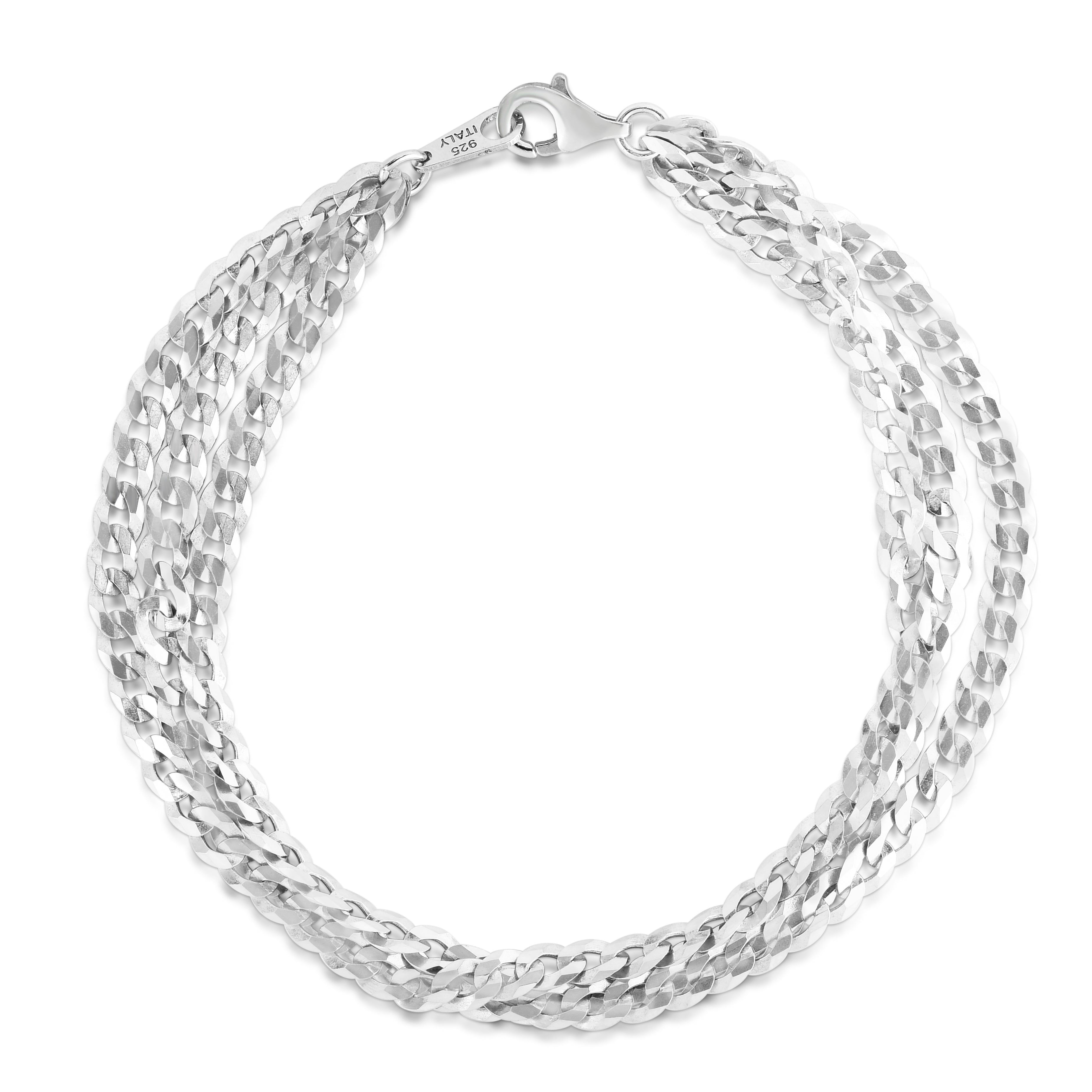 Sterling Silver La Gourmette Triple Strand 7" Bracelet