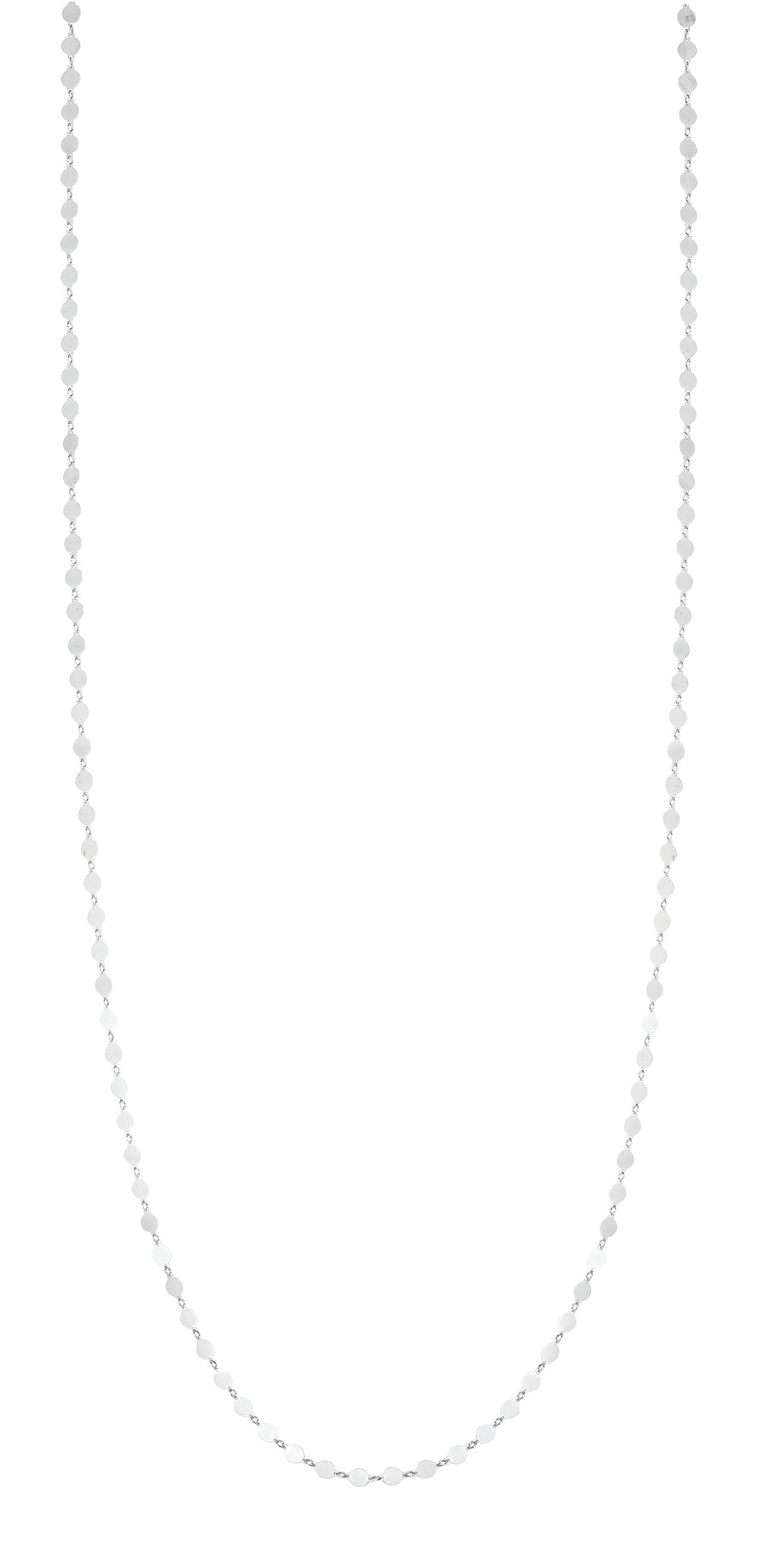 Sterling Silver Mirror Link Single Strand Long 38" Necklace with Lobster Clasp