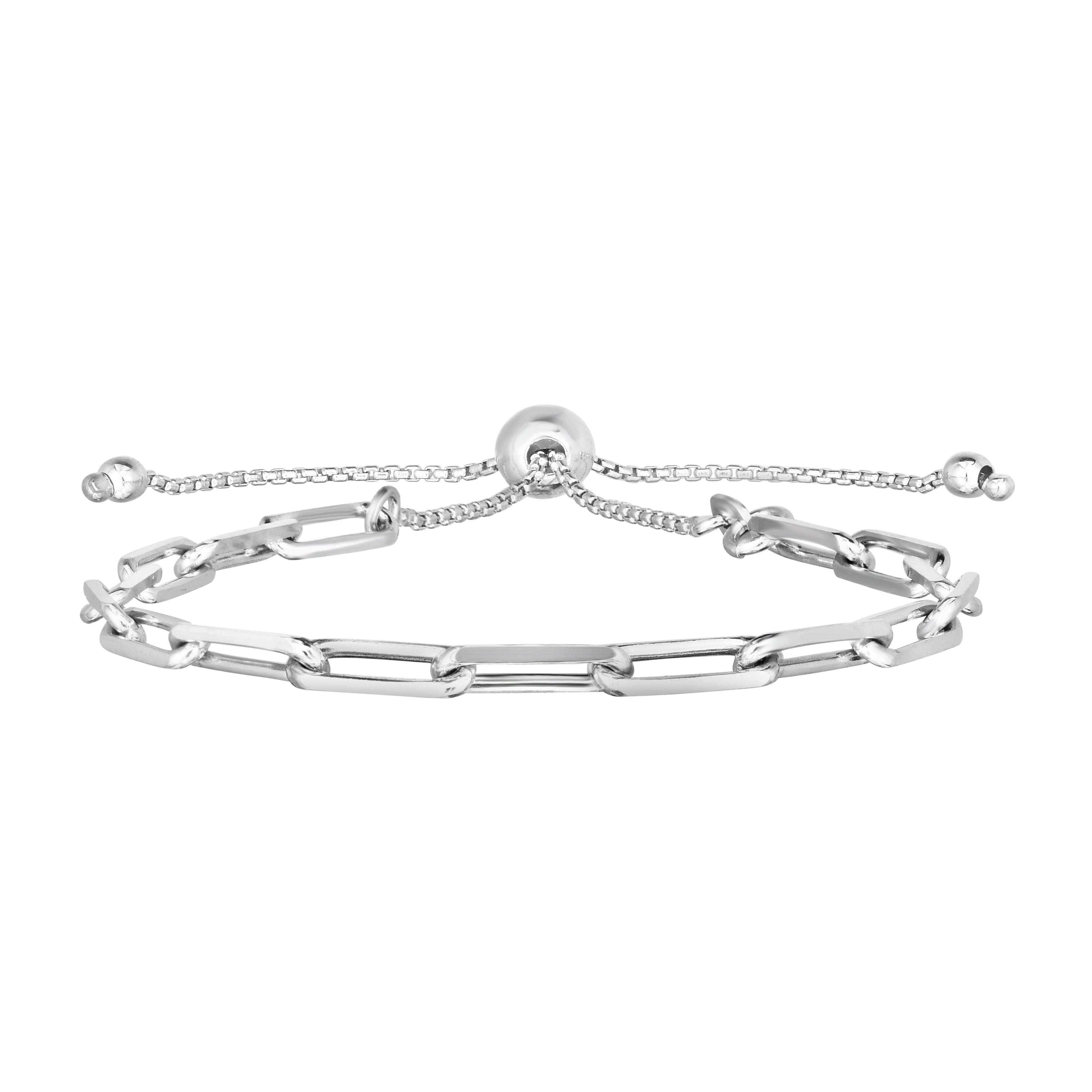 Sterling Silver 3.8mm Paperclip Link Friendship 9.25" Bracelet with Draw String Clasp