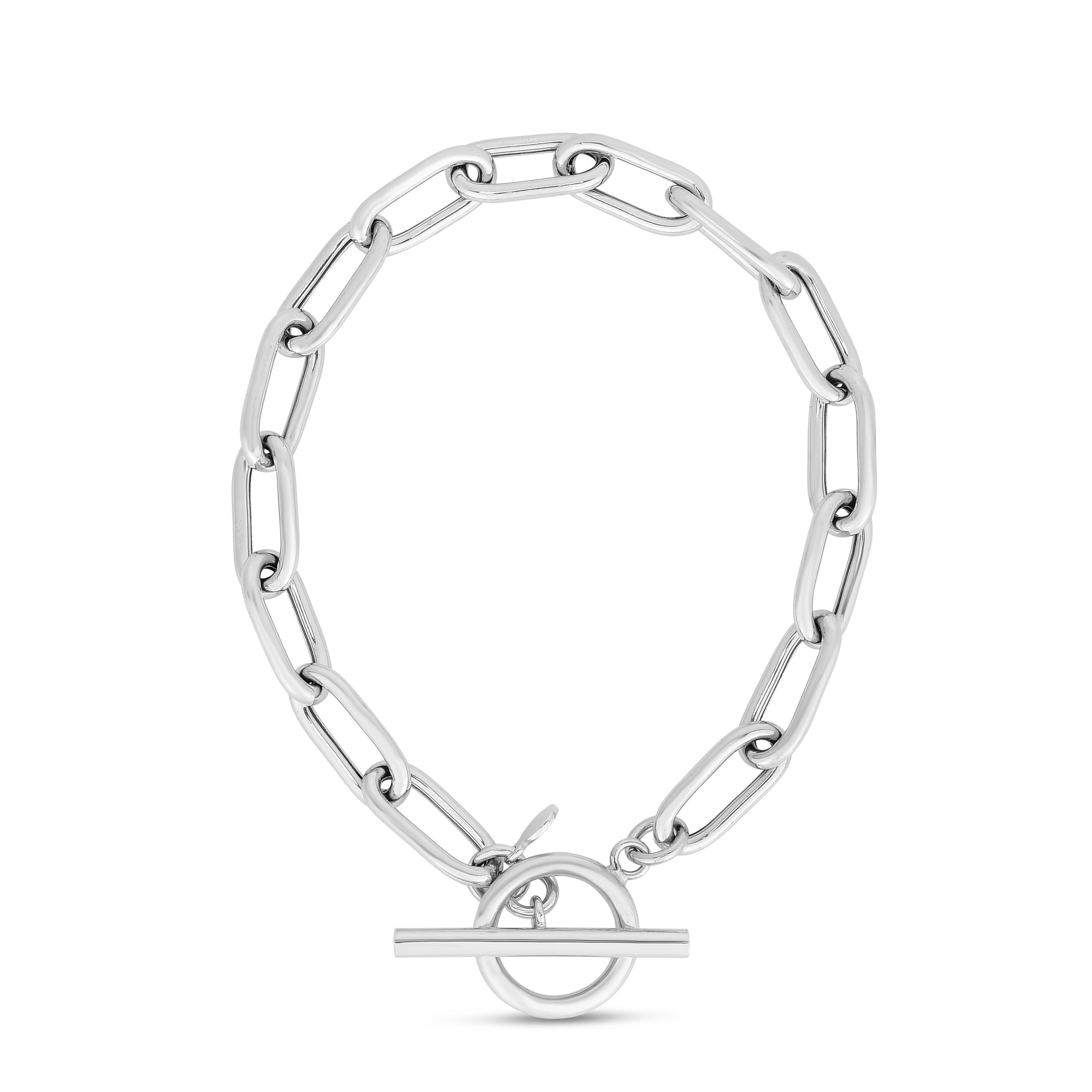 Sterling Silver 7.5" Paperclip Toggle Chain Bracelet