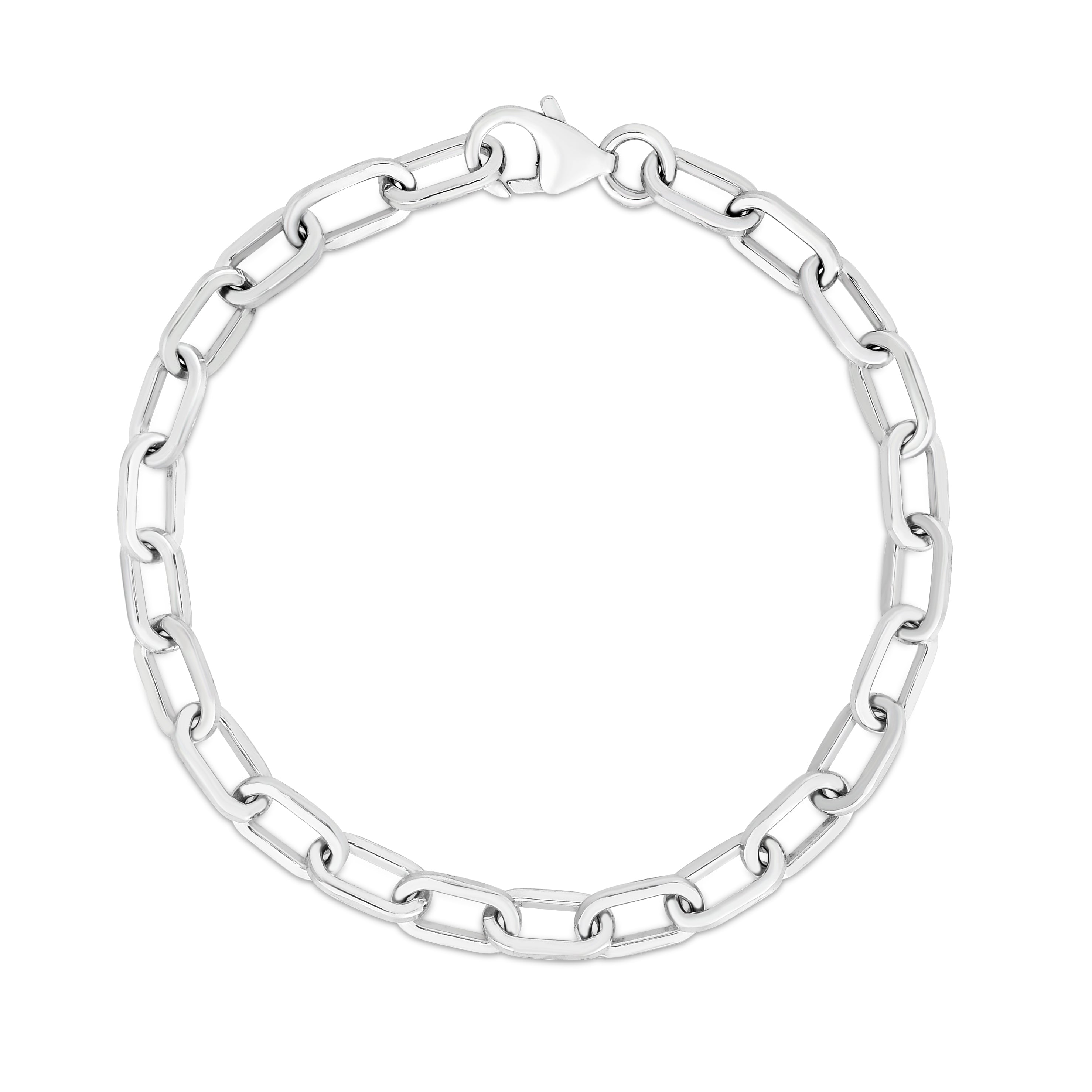 Sterling Silver 7.5" Paperclip Chain Bracelet with Lobster Clasp