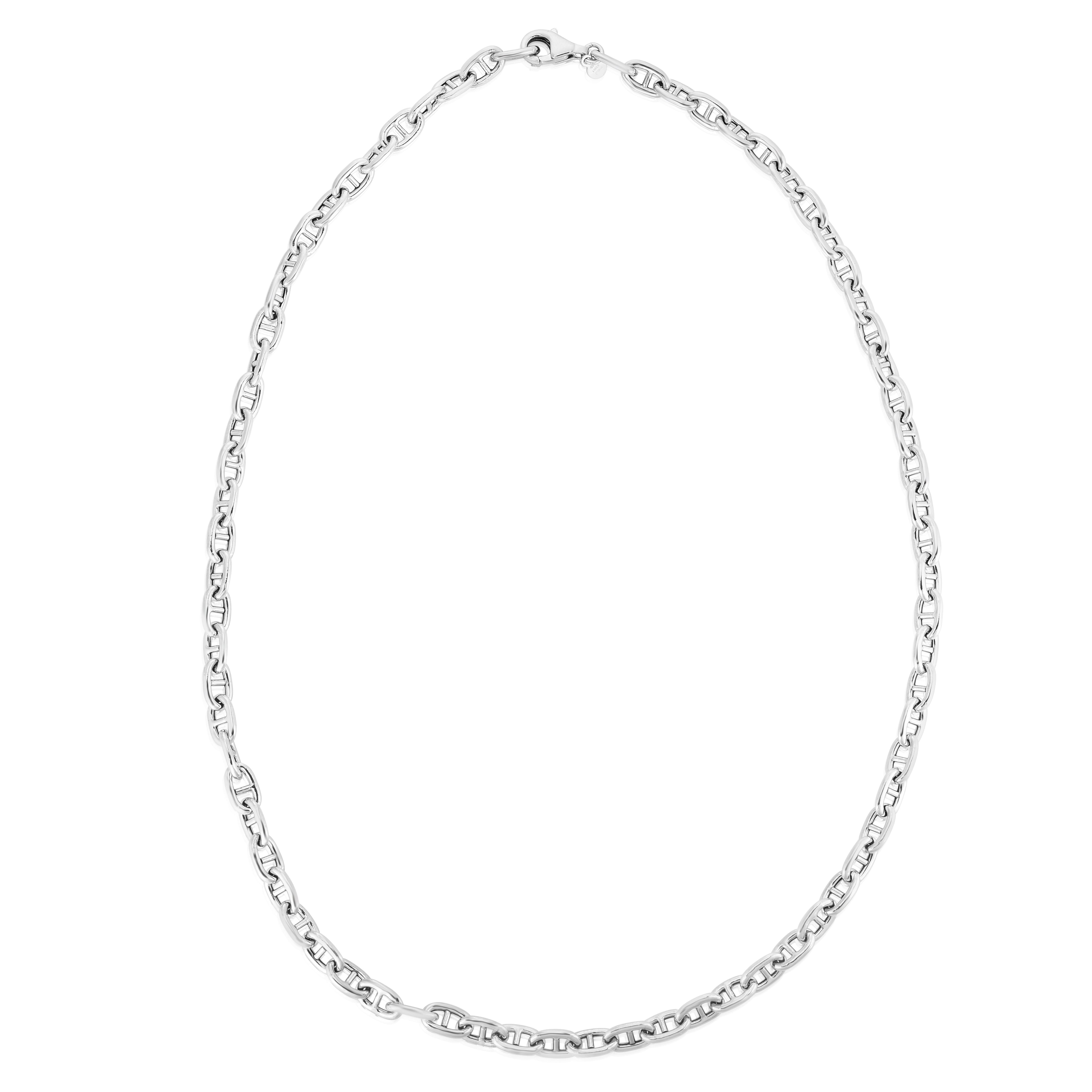 Sterling Silver 5.9mm Polished Puffed Mariner 18" Chain Necklace with Lobster Clasp