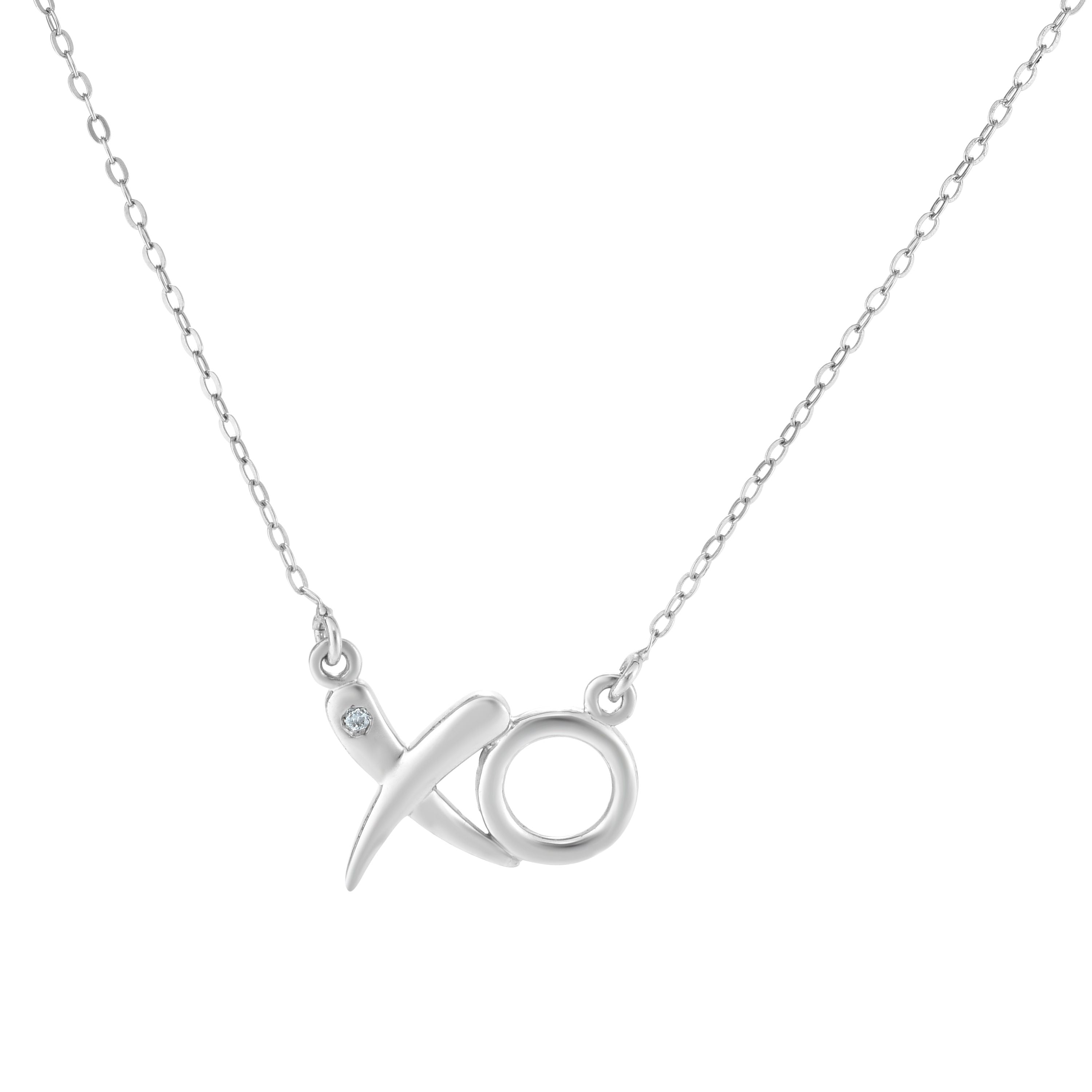 Sterling Silver 18" XO .01ct Diamond Accent Necklace