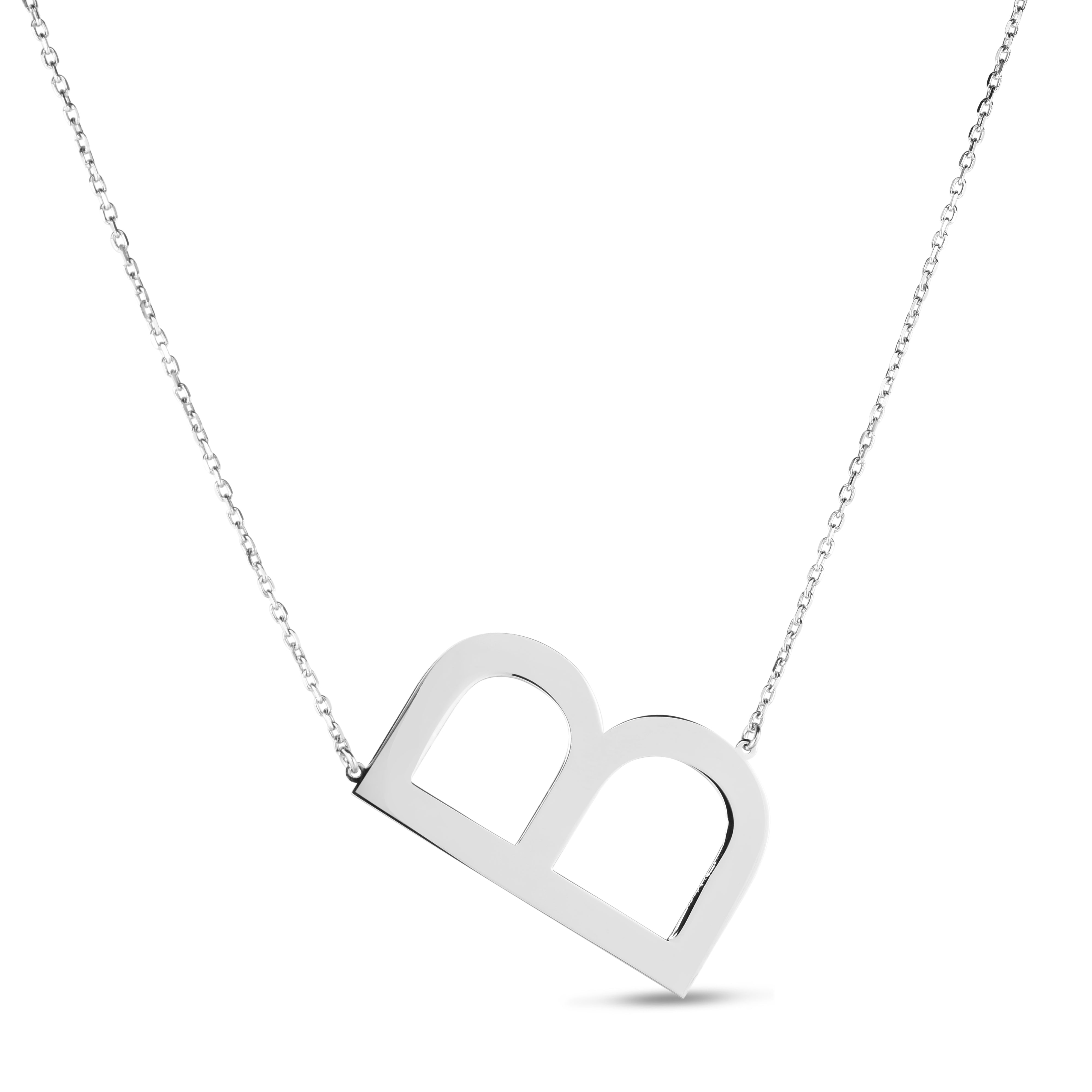 Silver 18" B Letter Necklace with Lobster Clasp. Adjustable to 16".