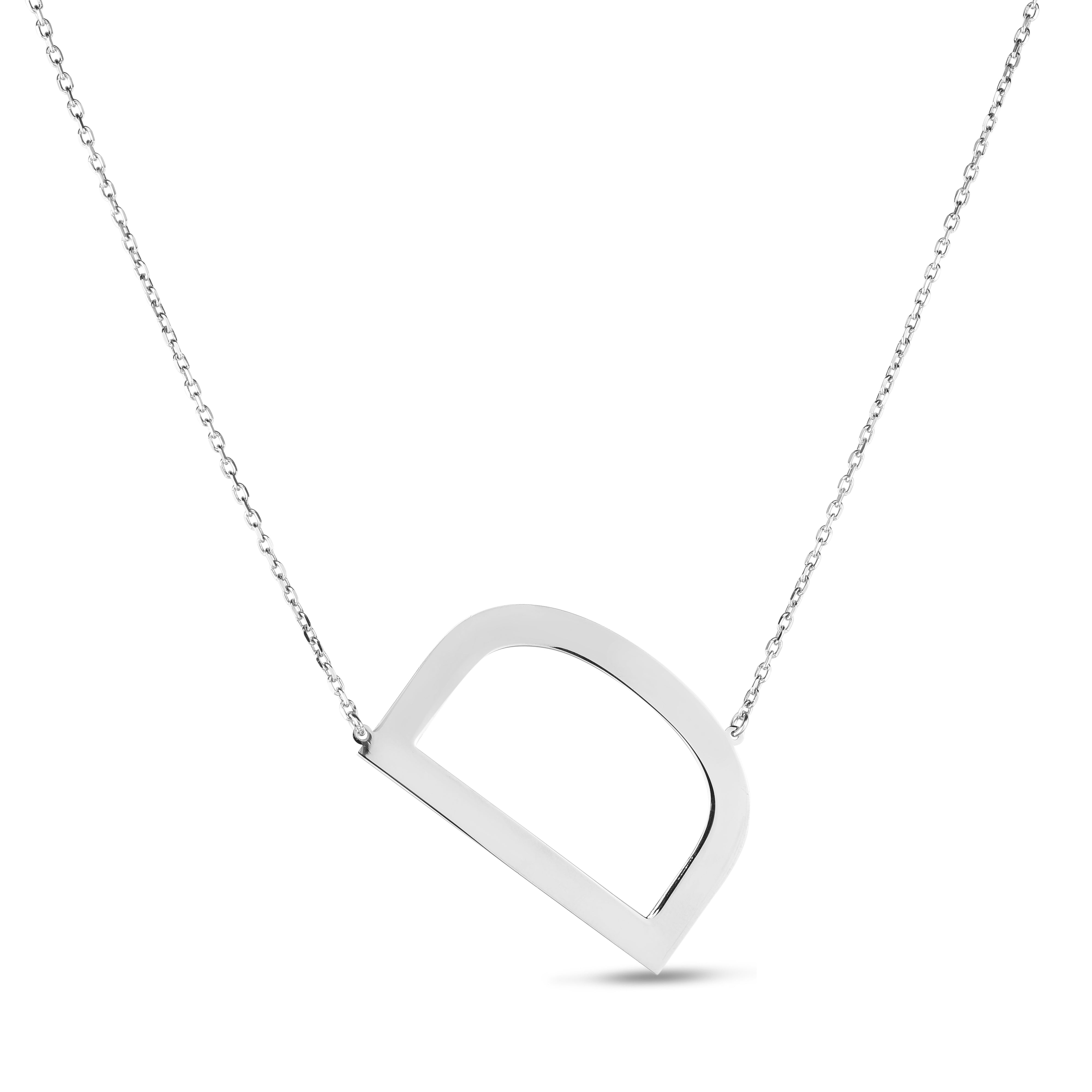 Silver 18" D Letter Necklace with Lobster Clasp. Adjustable to 16".