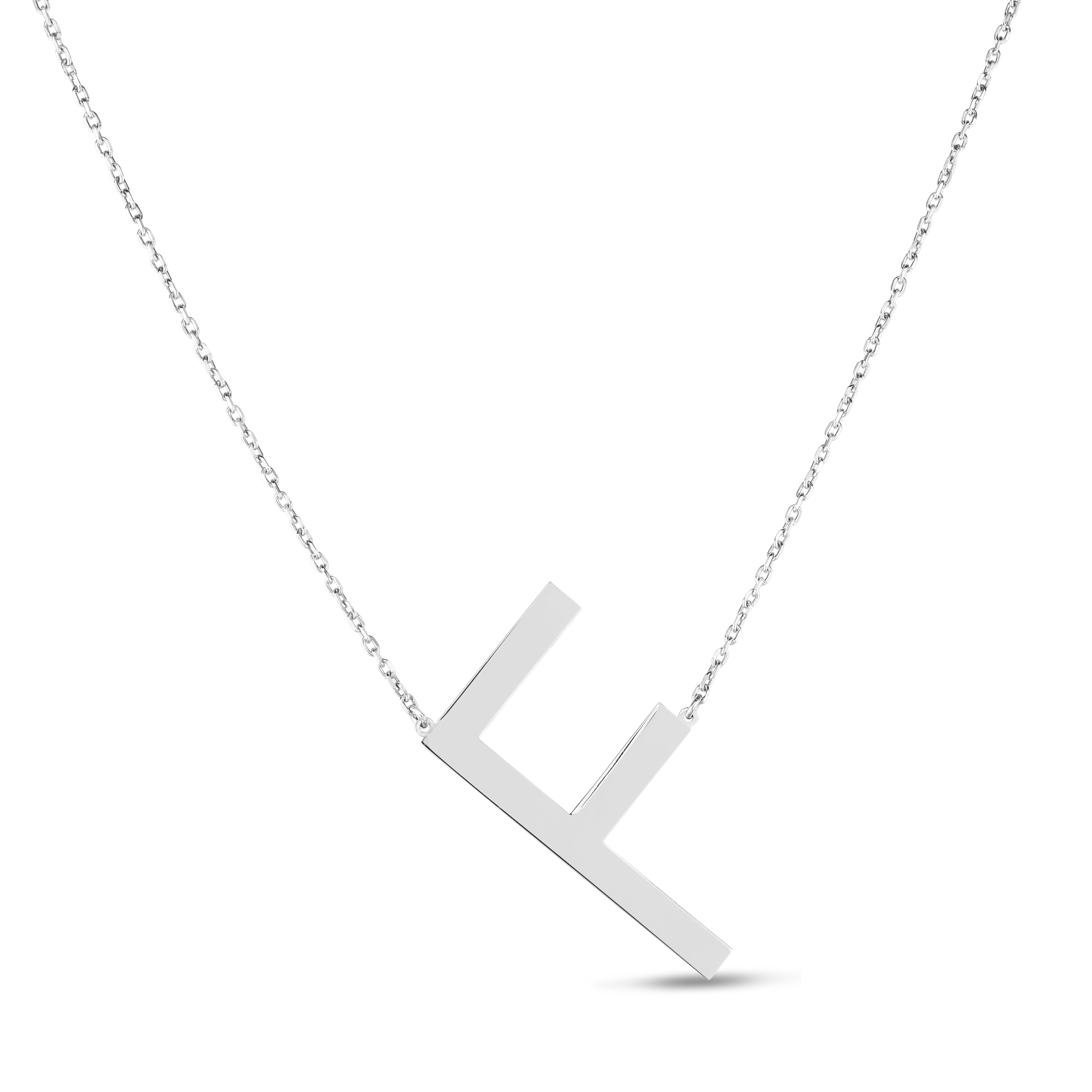 Silver 18" F Letter Necklace with Lobster Clasp. Adjustable to 16".