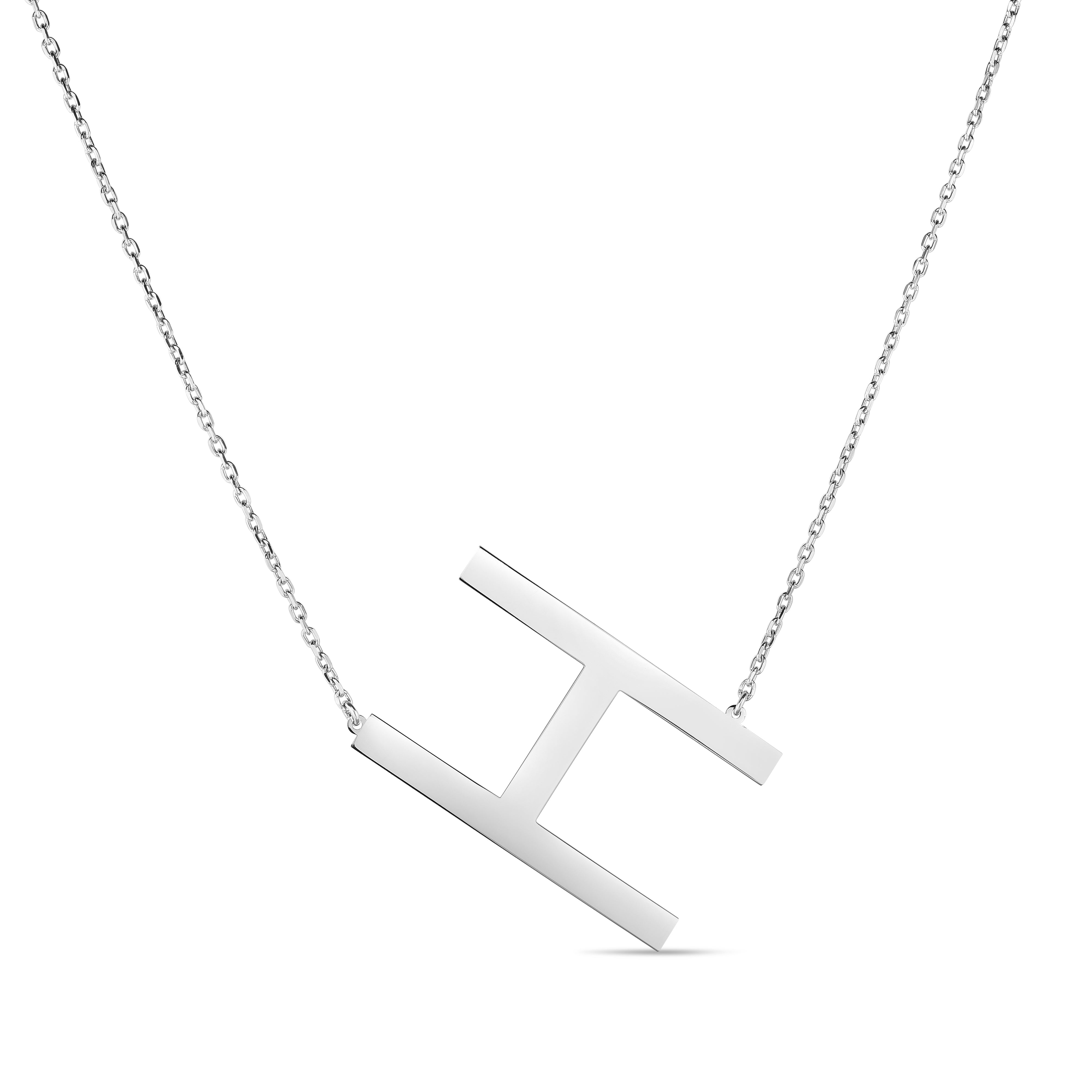 Silver 18" H Letter Necklace with Lobster Clasp. Adjustable to 16".