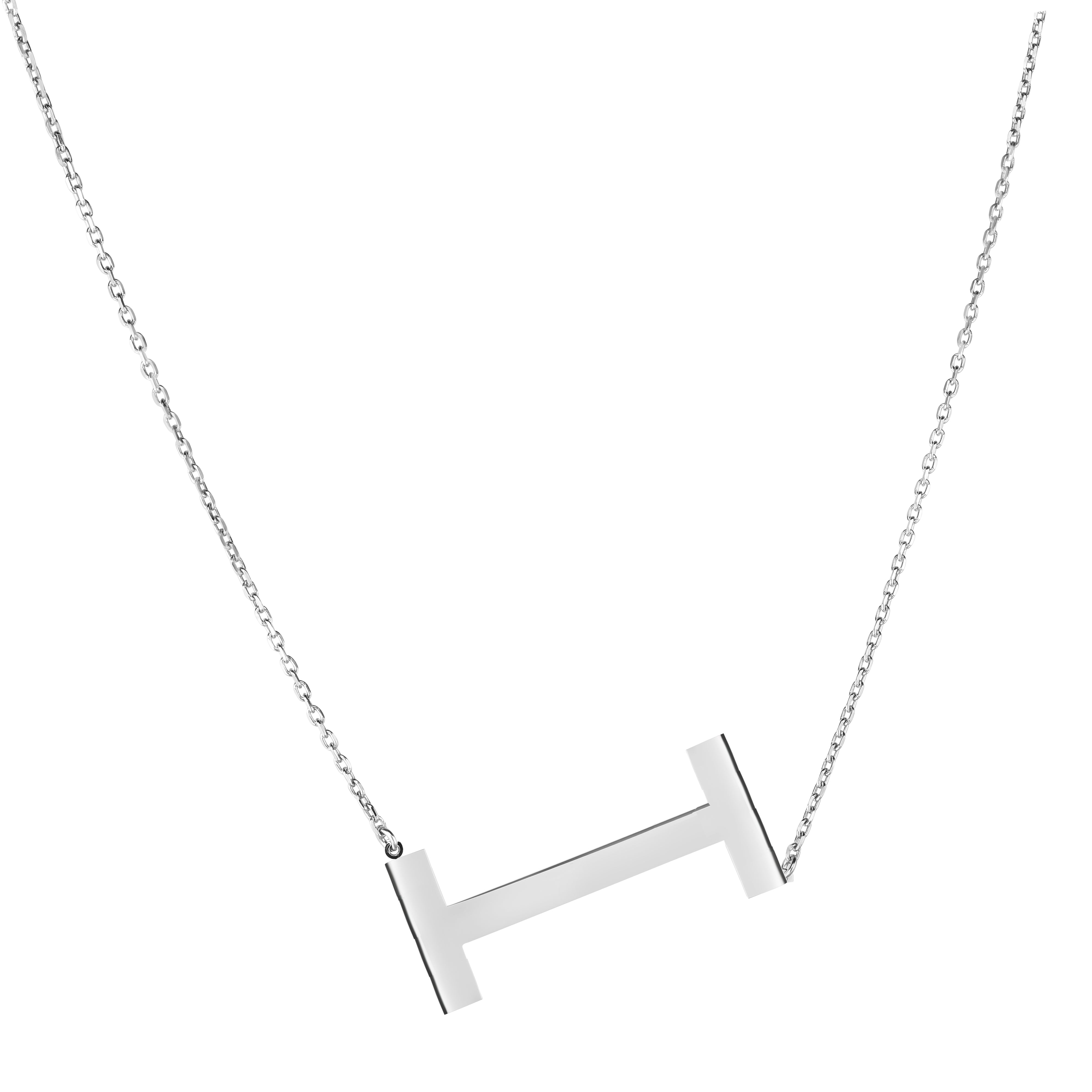 Silver 18" I Letter Necklace with Lobster Clasp. Adjustable to 16".