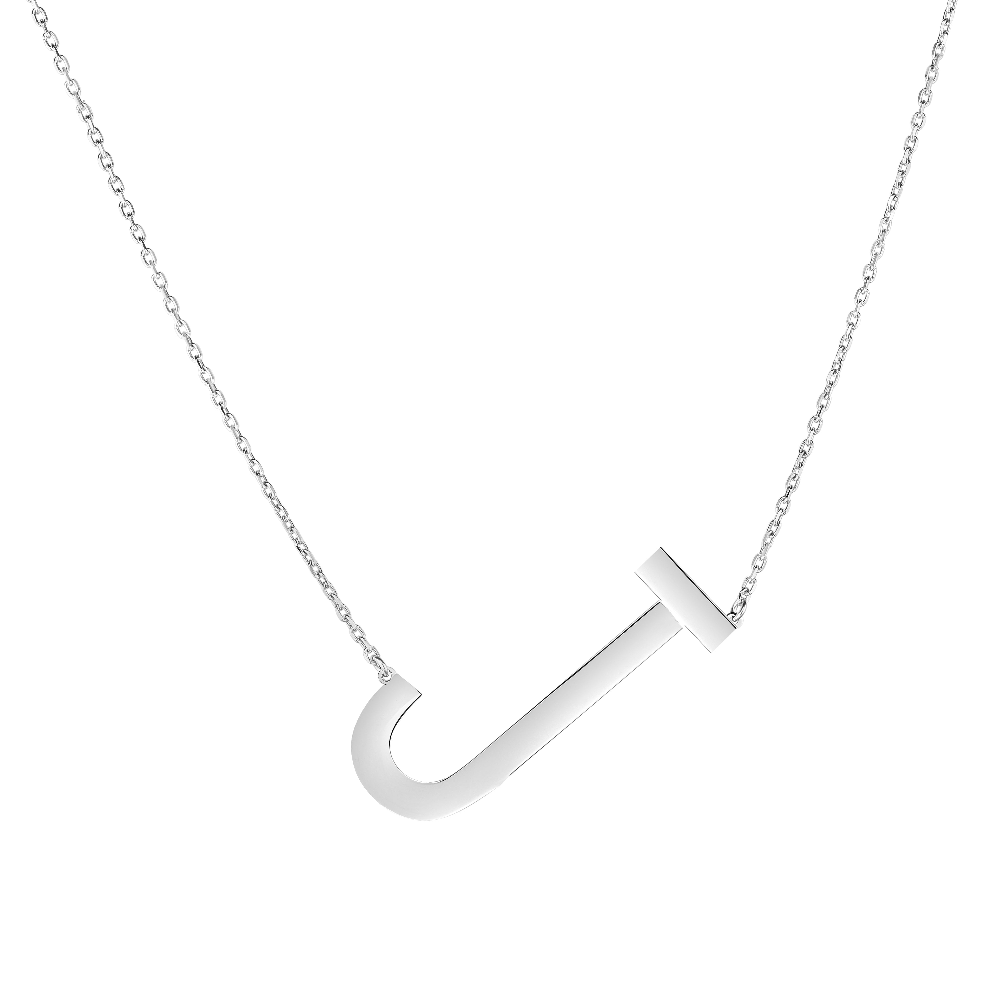 Silver 18" J Letter Necklace with Lobster Clasp. Adjustable to 16".