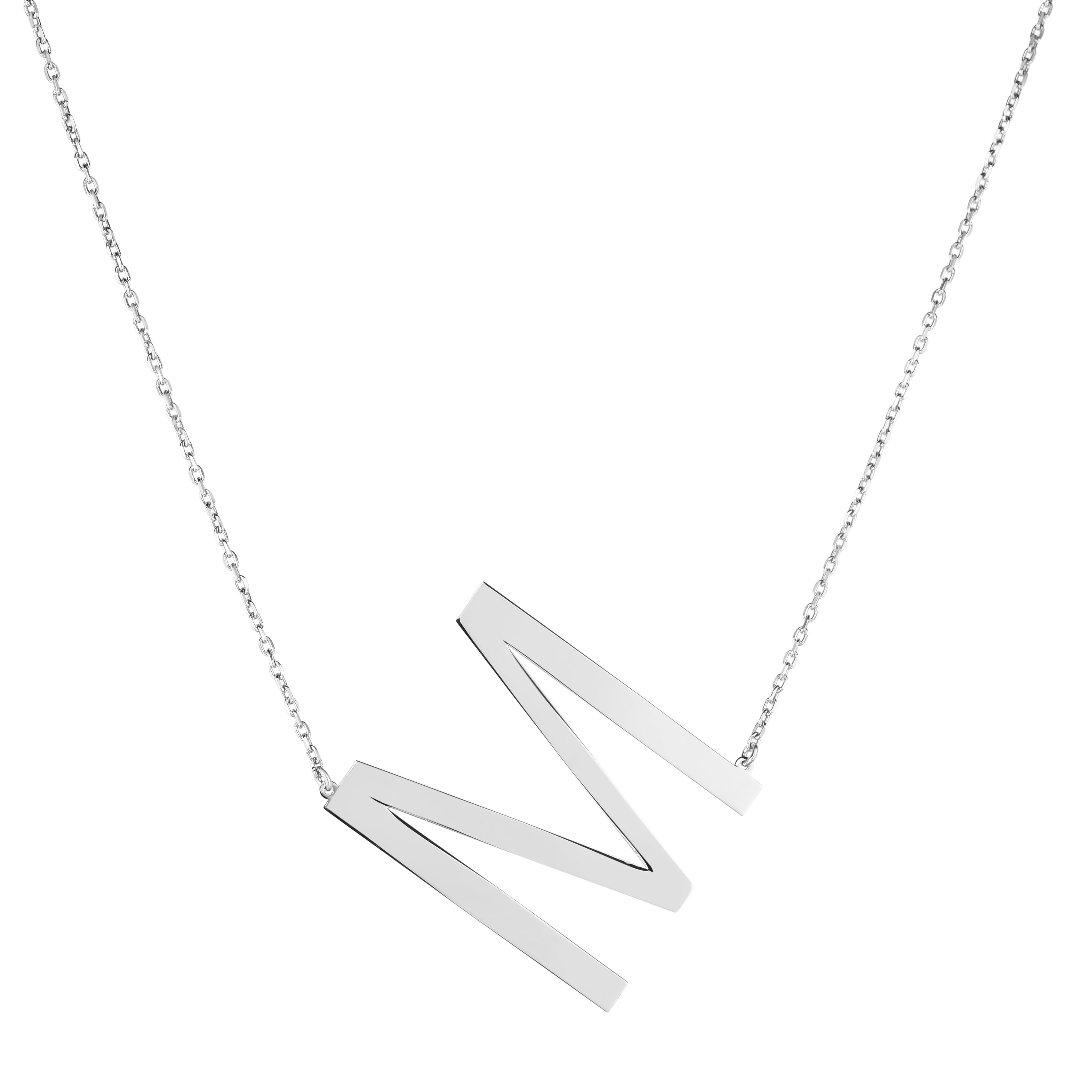 Silver 18" M Letter Necklace with Lobster Clasp. Adjustable to 16".