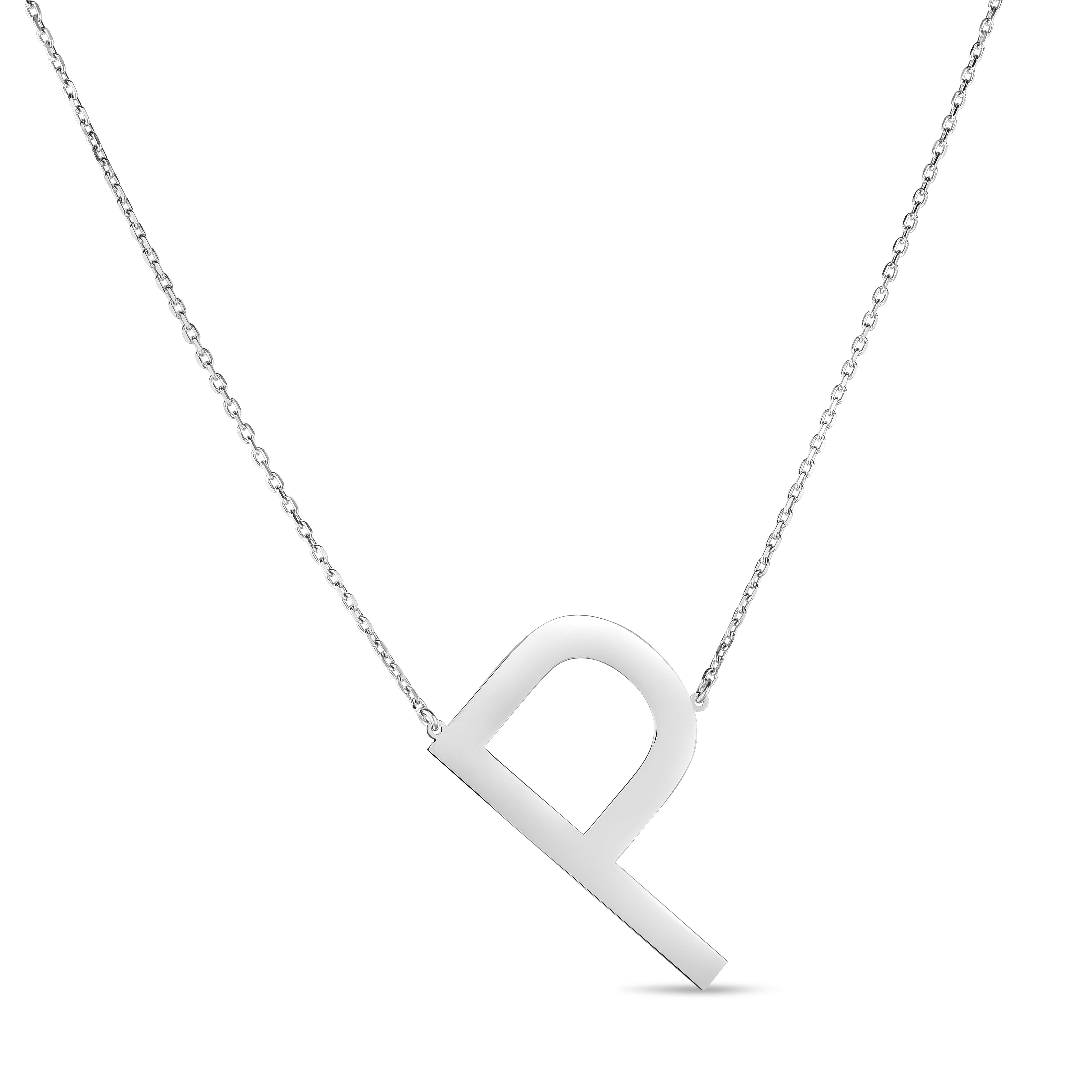 Silver 18" P Letter Necklace with Lobster Clasp. Adjustable to 16".