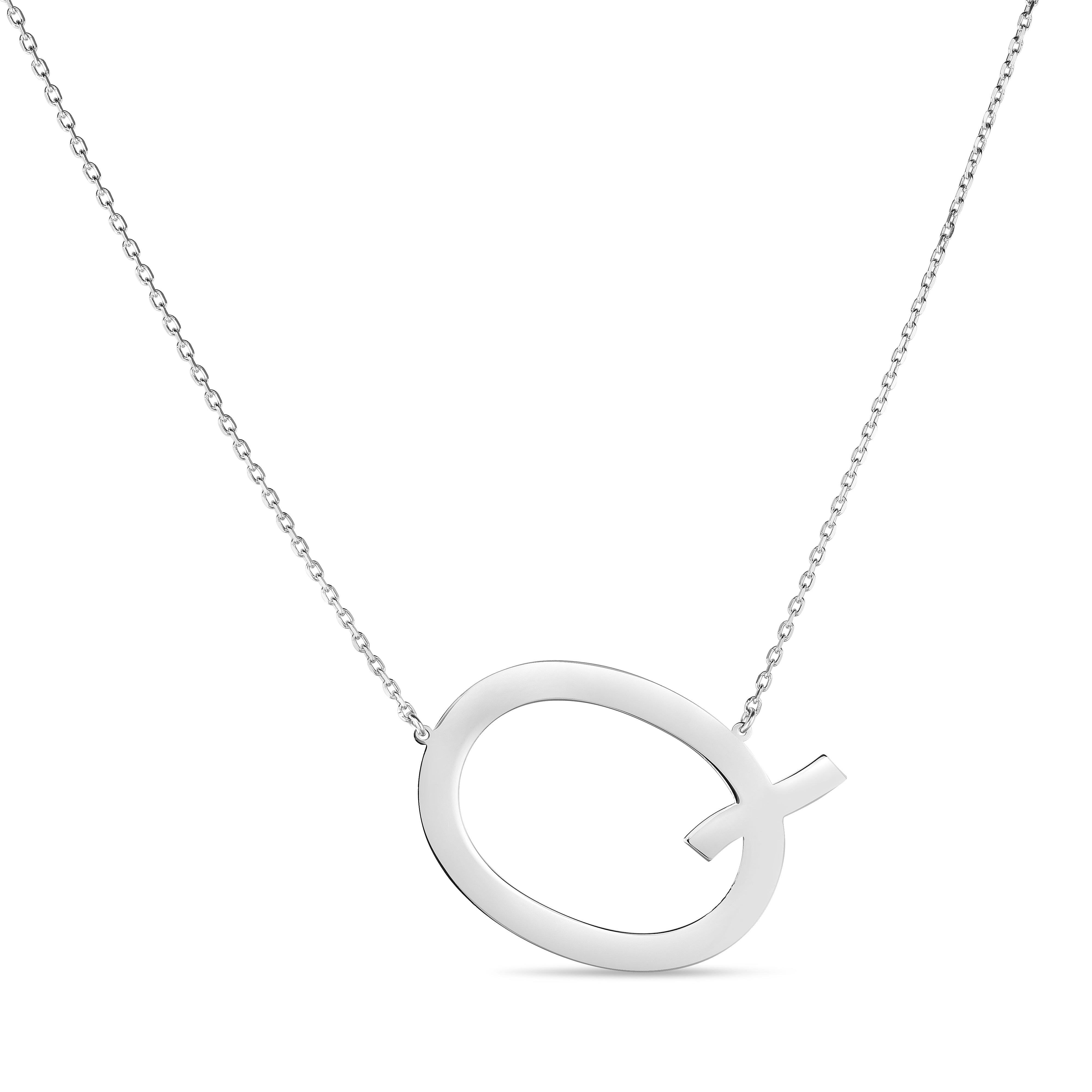 Silver 18" Q Letter Necklace with Lobster Clasp. Adjustable to 16".