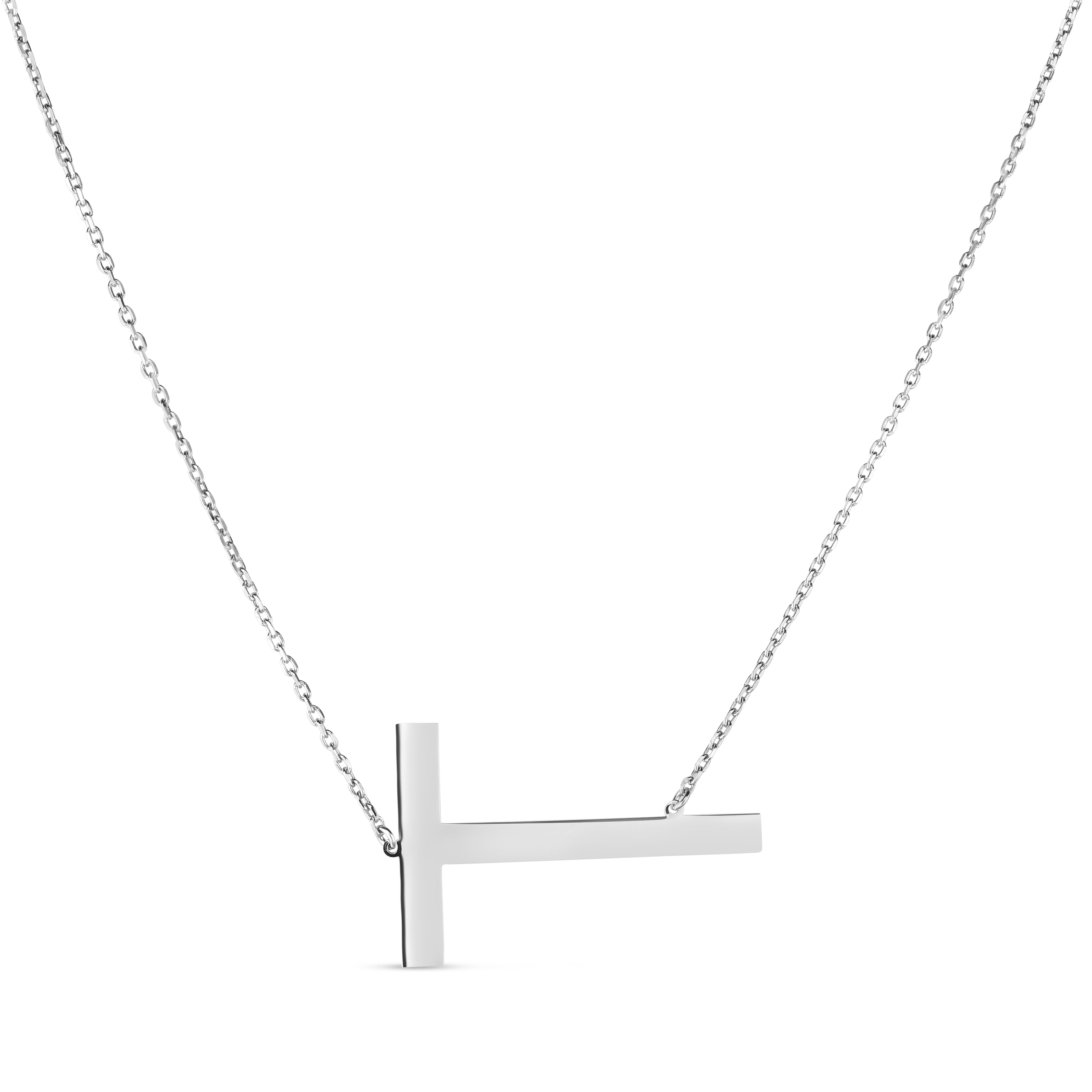 Silver 18" T Letter Necklace with Lobster Clasp. Adjustable to 16".