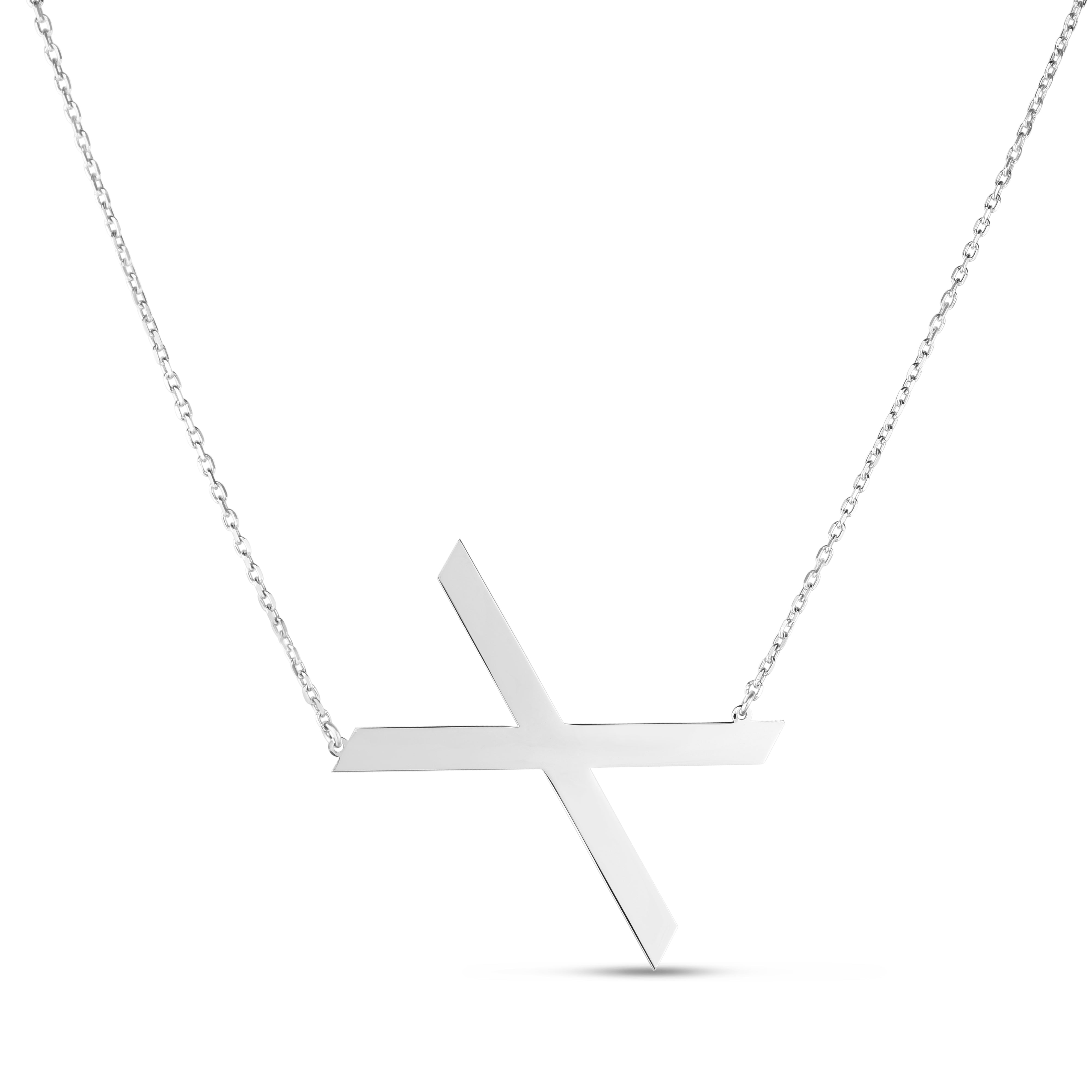 Silver 18" X Letter Necklace with Lobster Clasp. Adjustable to 16".