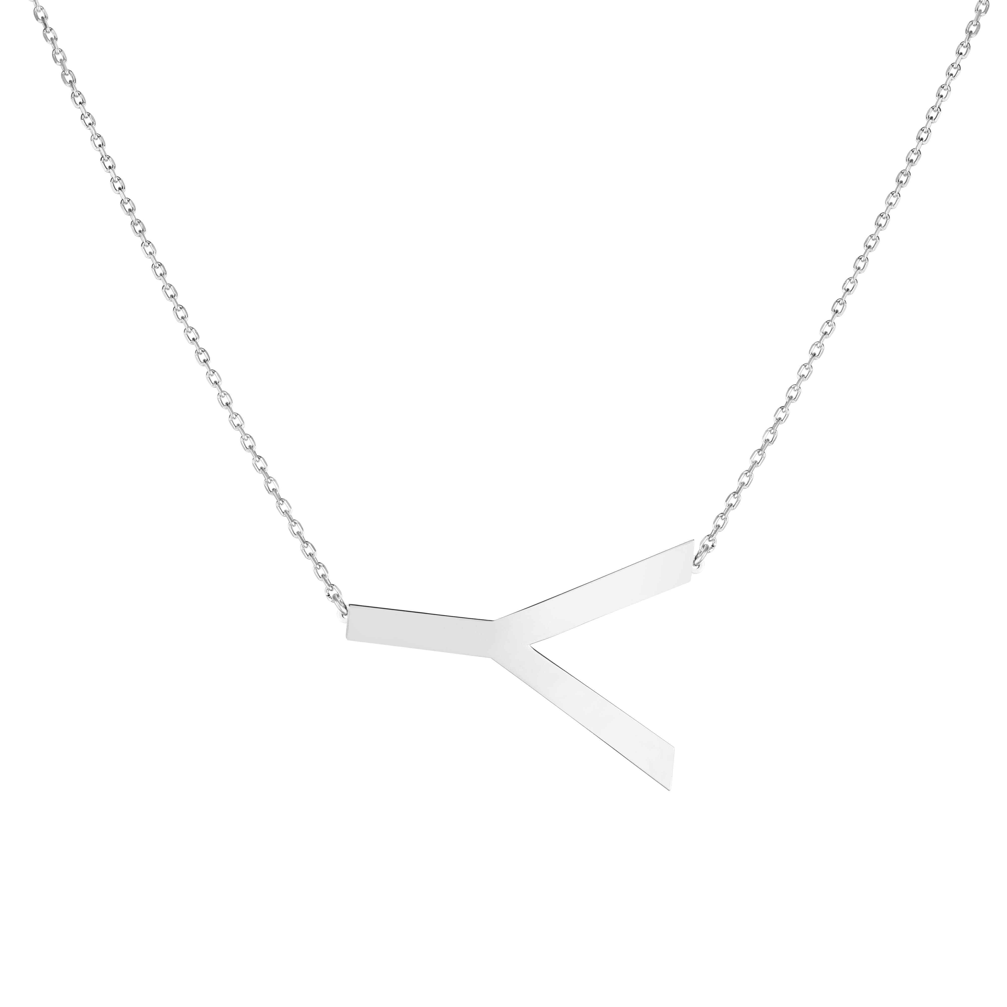 Silver 18" Y Letter Necklace with Lobster Clasp. Adjustable to 16".