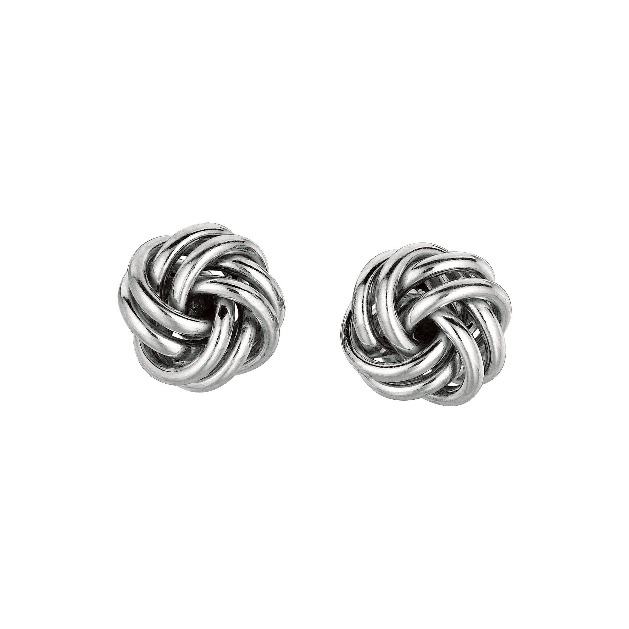 Sterling Silver Mini Double Row Polished Love Knot Earring