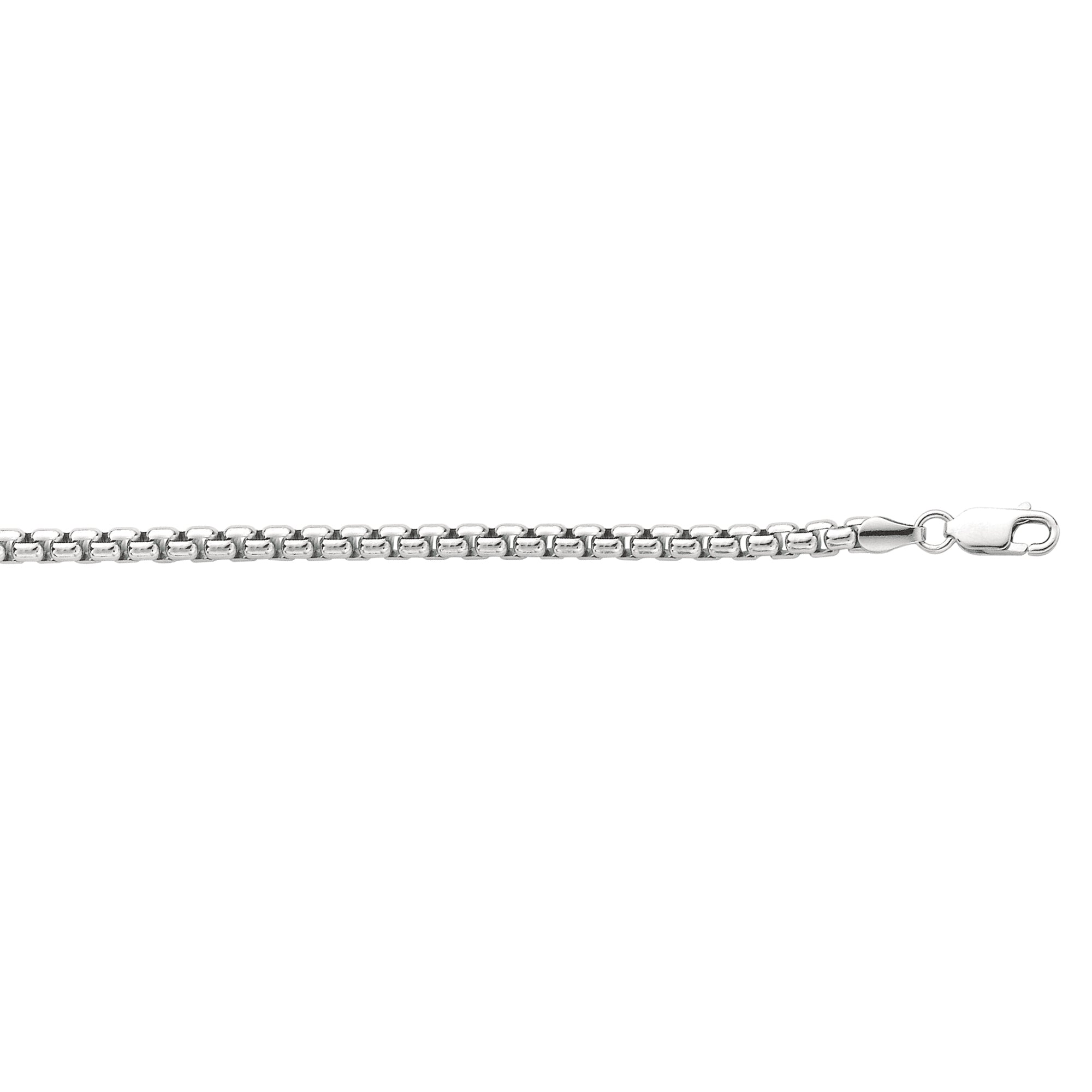 Sterling Silver 3.80mm Round Box 22" Chain with Lobster Clasp