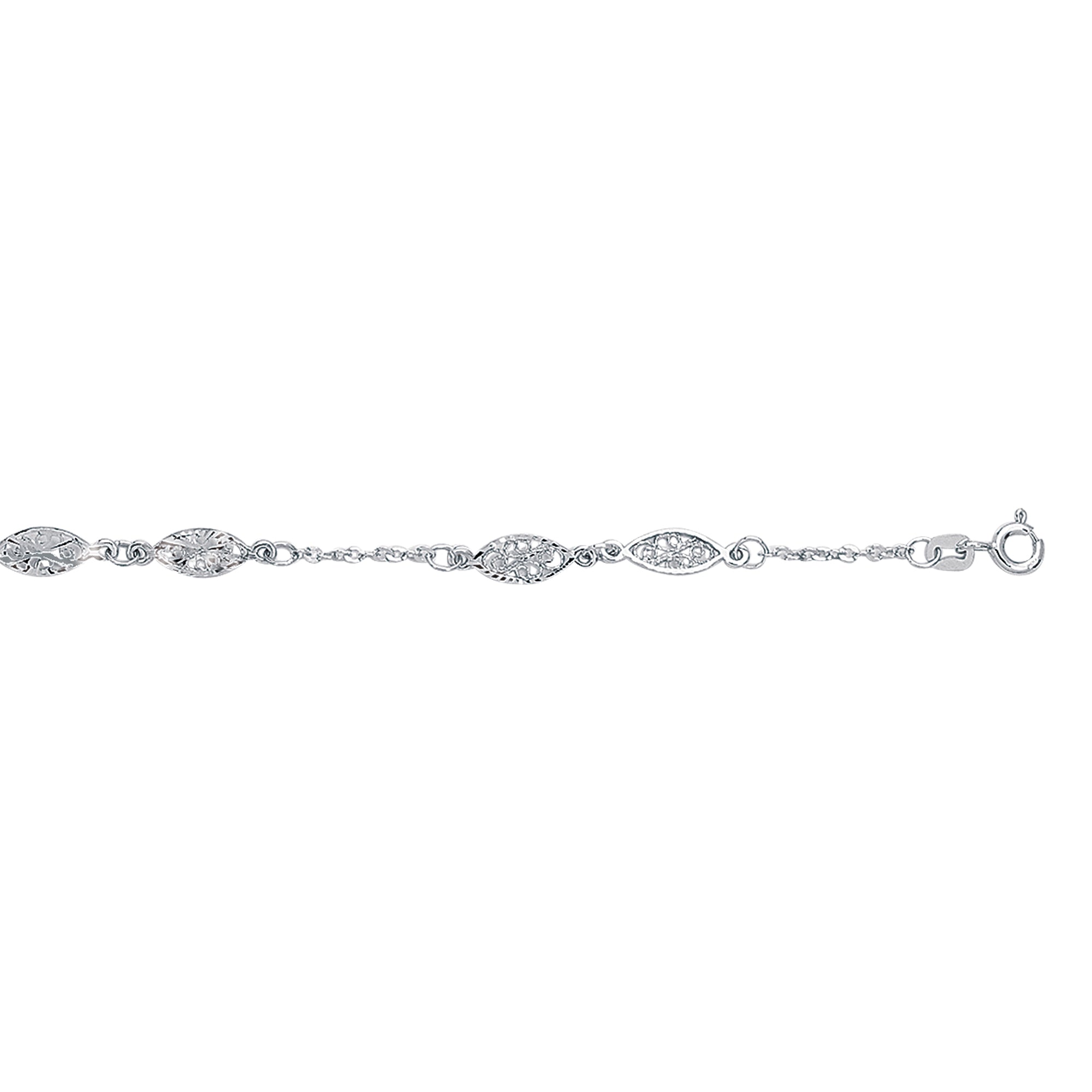 14K White Gold 10" Filigree Anklet