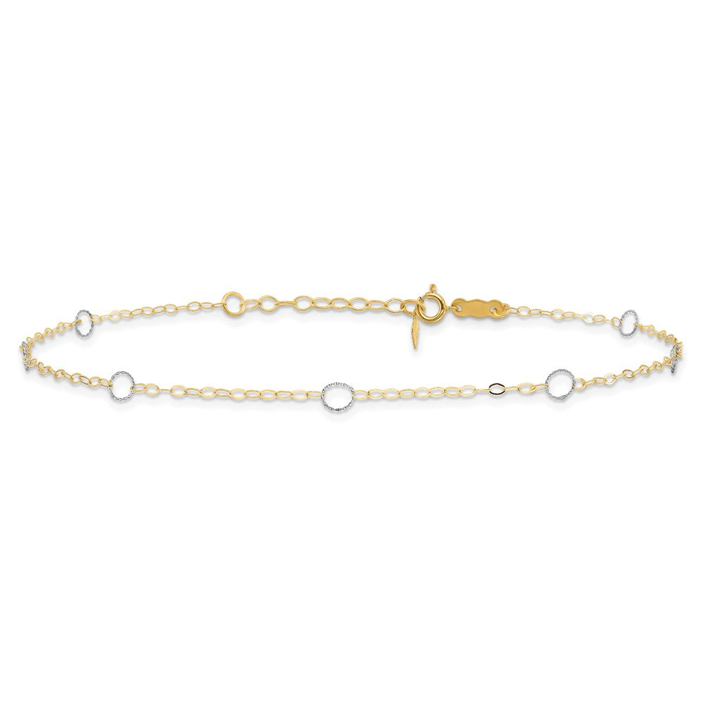 14k Two-Tone Circle 9in Plus 1in ext  Anklet