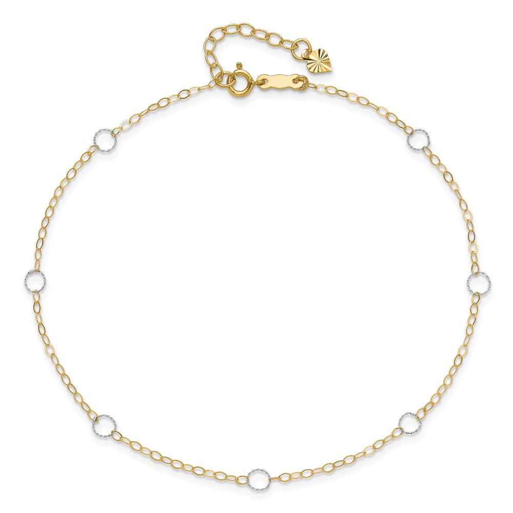 14k Two-Tone Circle 9in Plus 1in ext  Anklet